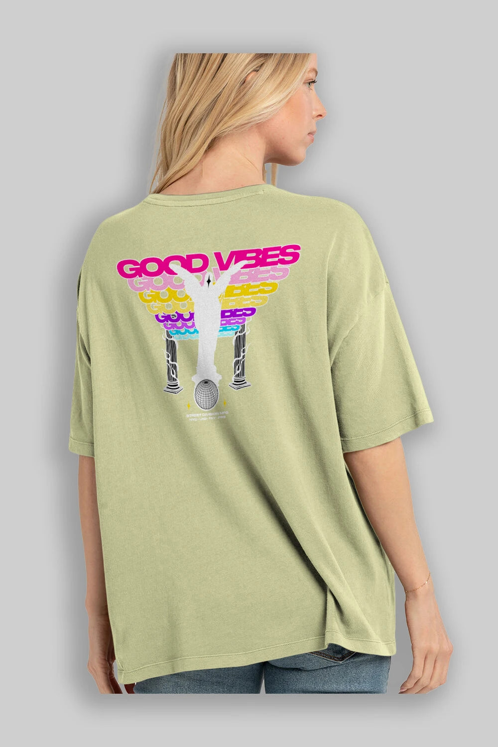 Good Vibes Arka Baskılı Oversize t-shirt Erkek Kadın Unisex