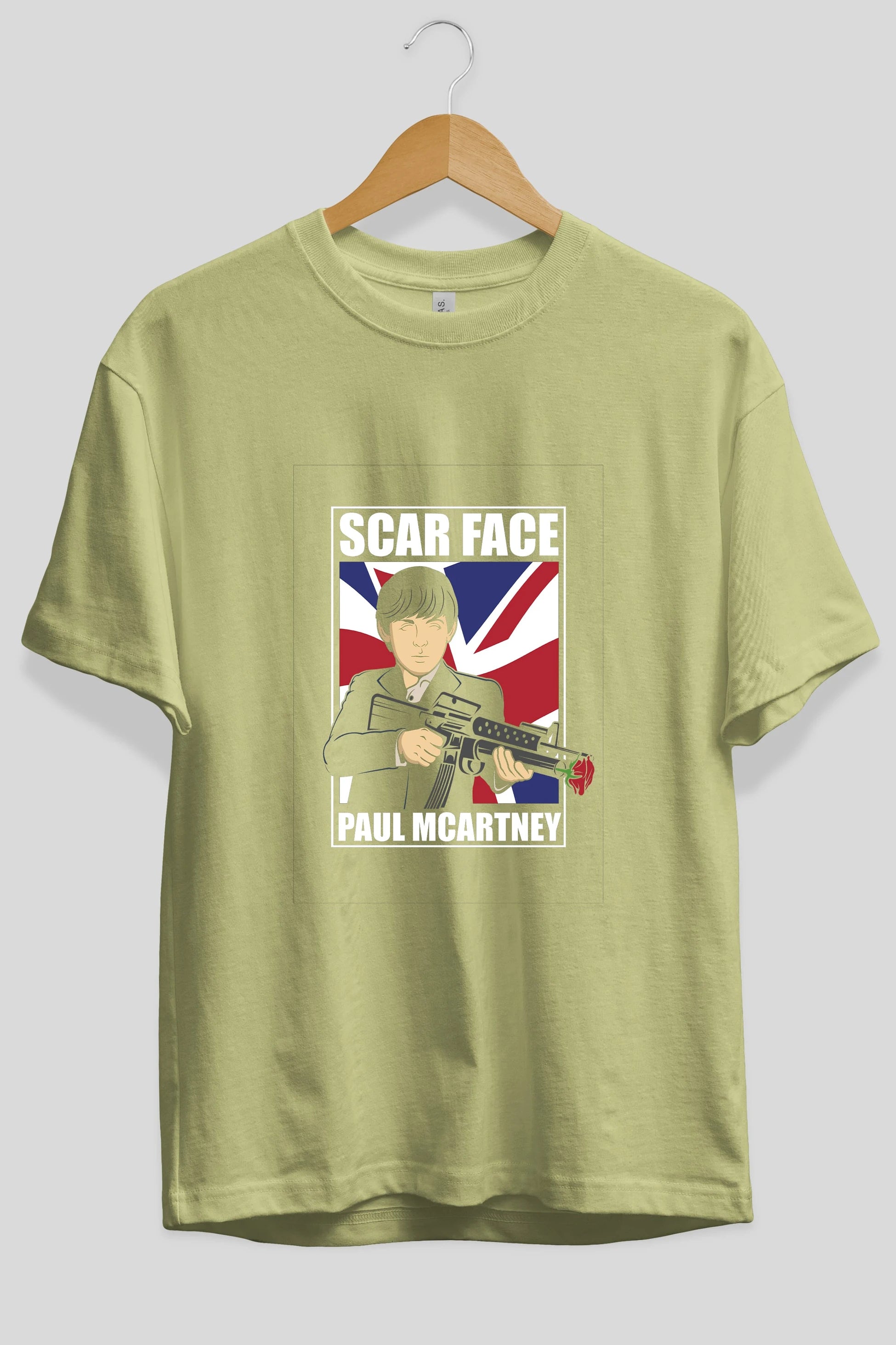 Paul Mccartney Scar Face Ön Baskılı Oversize t-shirt Erkek Kadın Unisex %100 Pamuk tişort