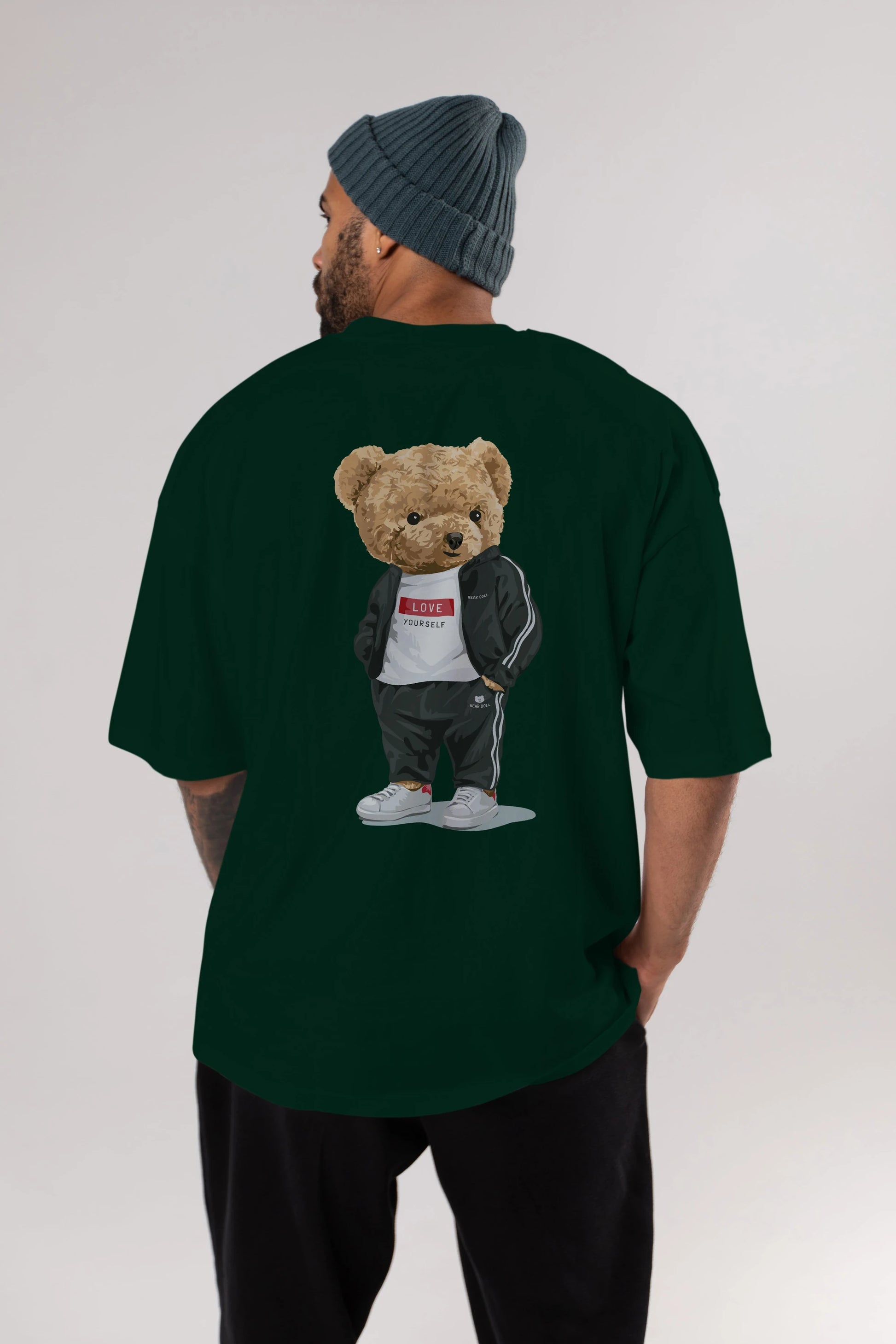 Teddy Bear Love Yourself Arka Baskılı Oversize t-shirt Erkek Kadın Unisex %100 Pamuk