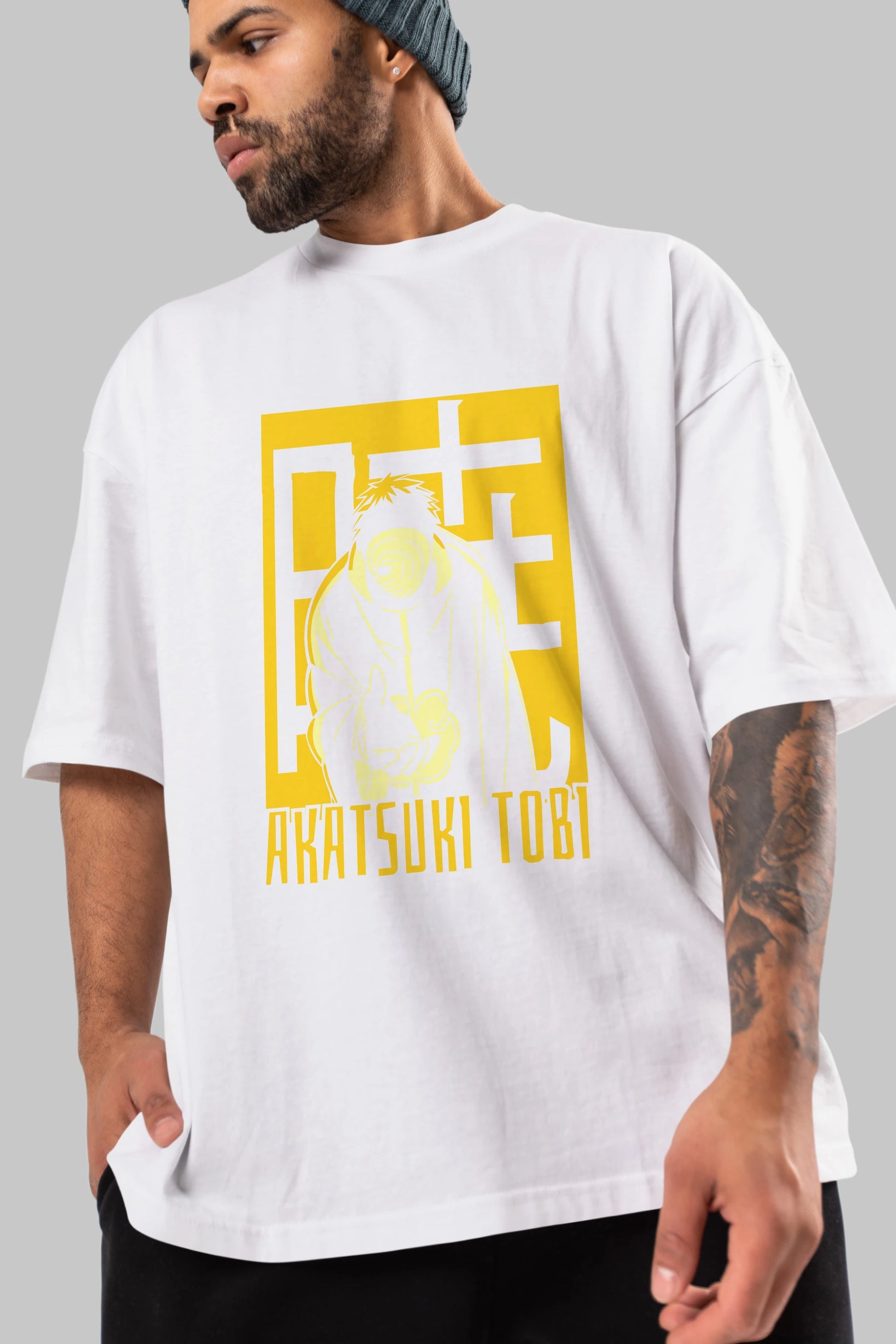 AKATSUKI OBITO NARUTO Anime Ön Baskılı Oversize t-shirt %100 pamuk Erkek Kadın Unisex
