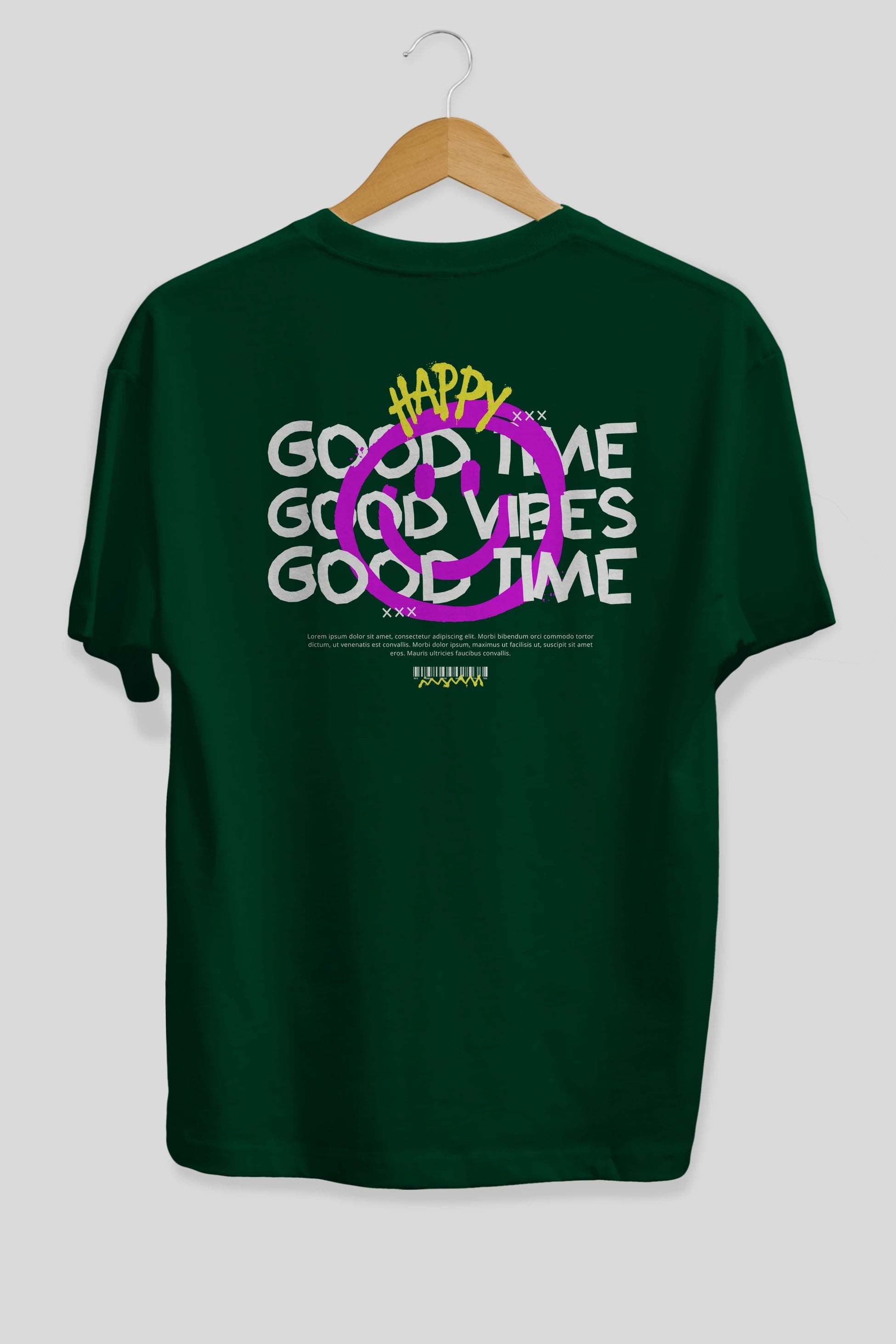 Happy Good Time Yazılı Arka Baskılı Oversize t-shirt Erkek Kadın Unisex