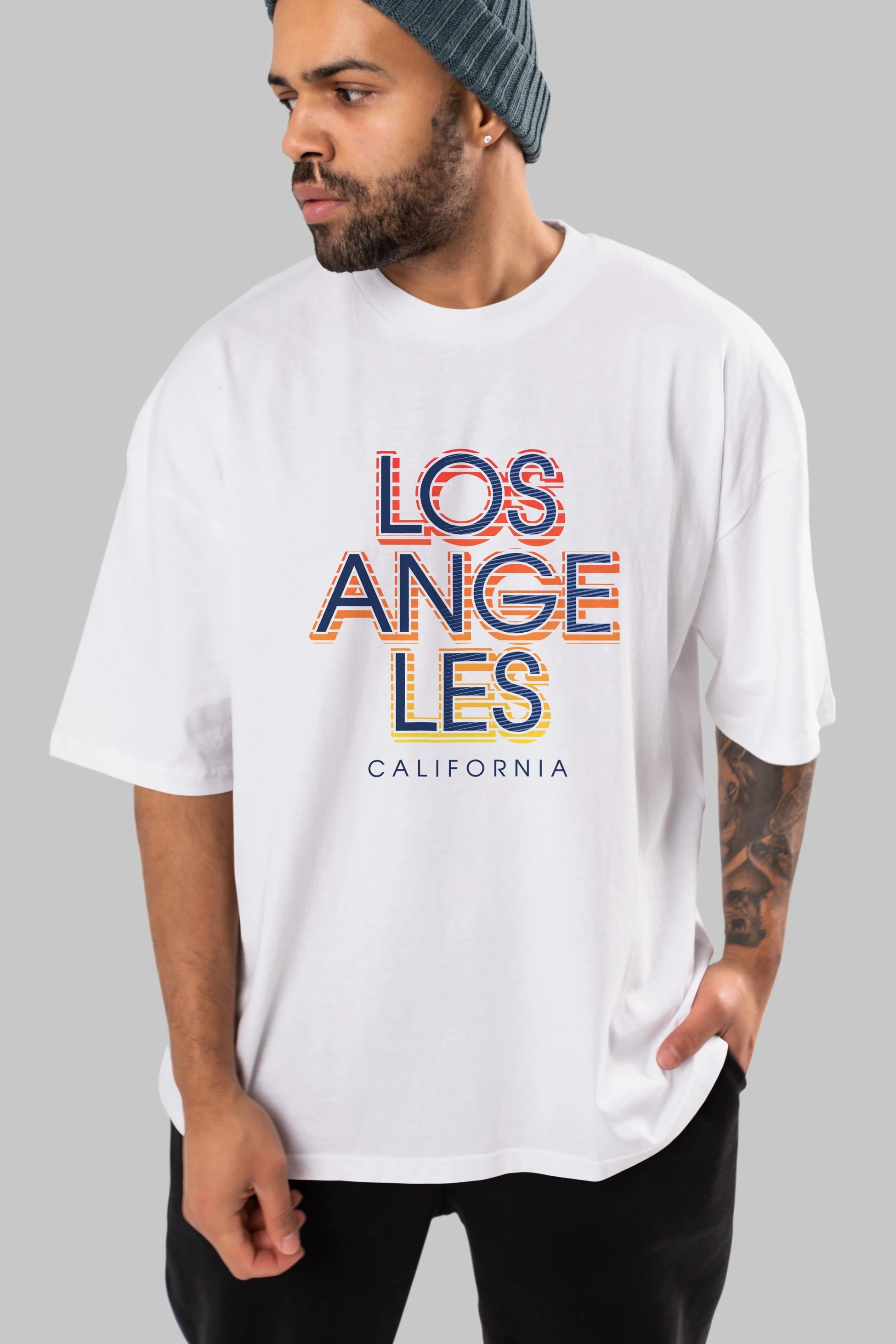 Los Angeles California Ön Baskılı Oversize t-shirt Erkek Kadın Unisex