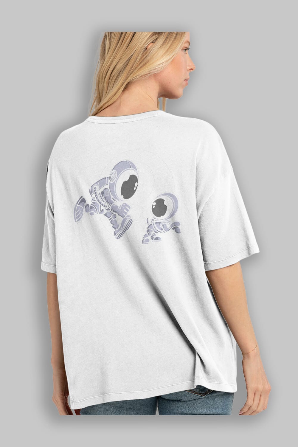 Astronaut And Little Dog Arka Baskılı Oversize t-shirt Erkek Kadın Unisex
