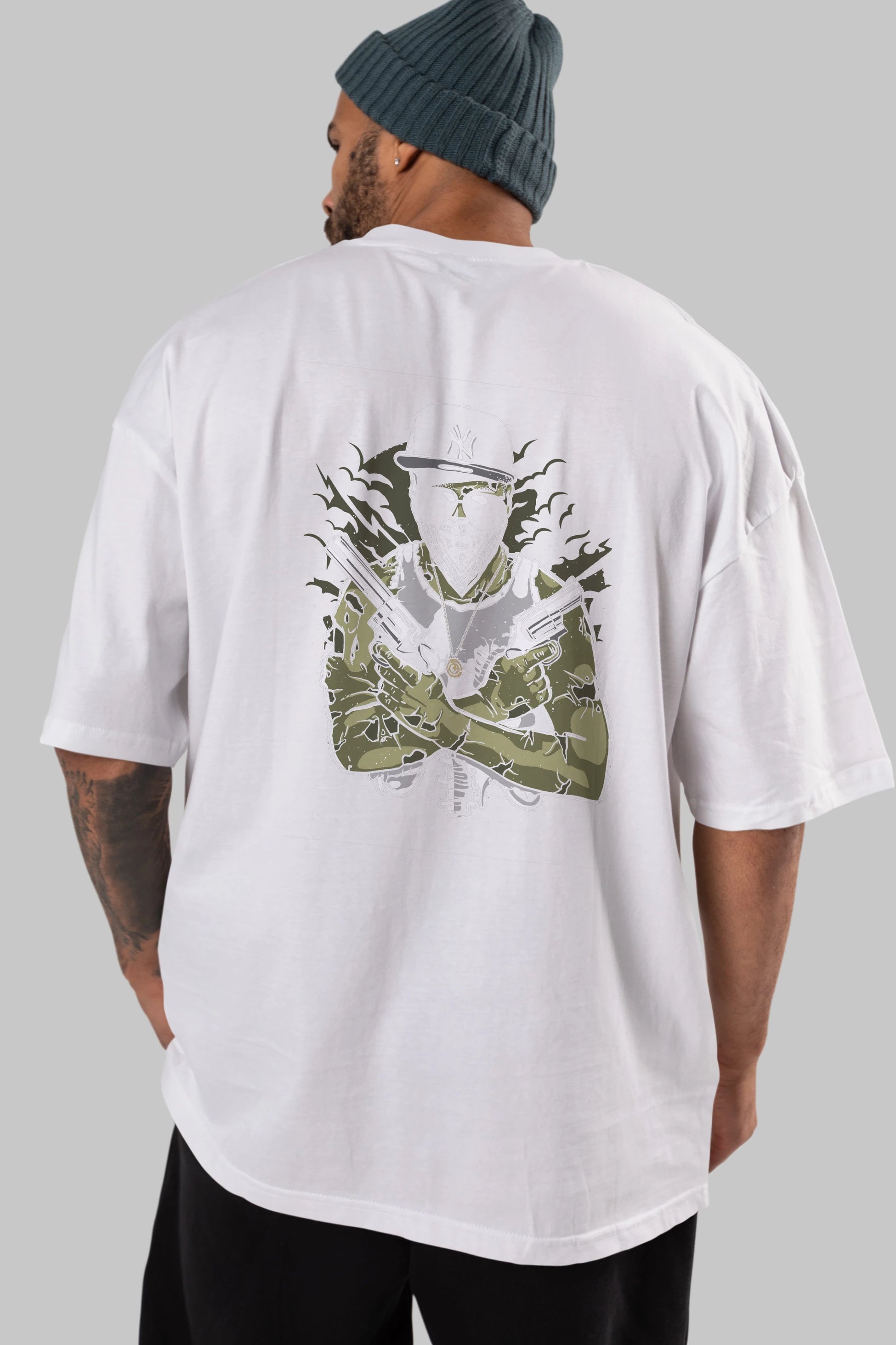 Gangsta Zombie Arka Baskılı Oversize t-shirt Erkek Kadın Unisex %100 Pamuk