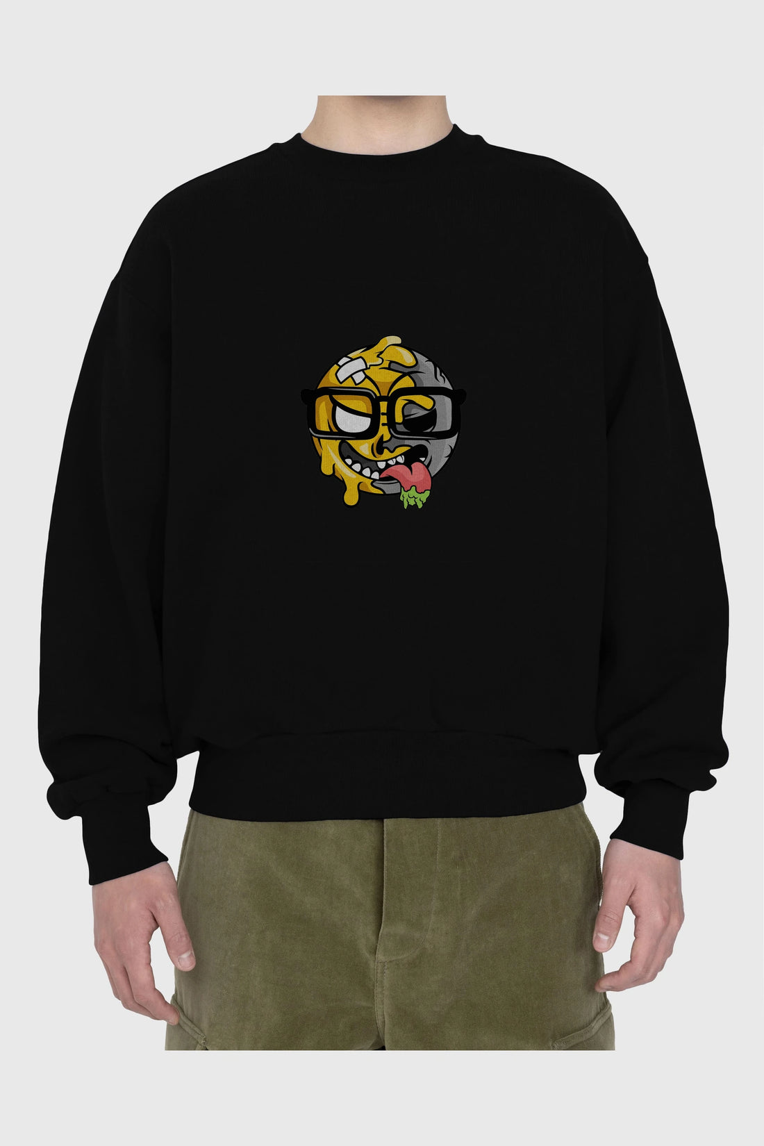 Smiley Nerd Ön Baskılı Oversize Sweatshirt Erkek Kadın Unisex