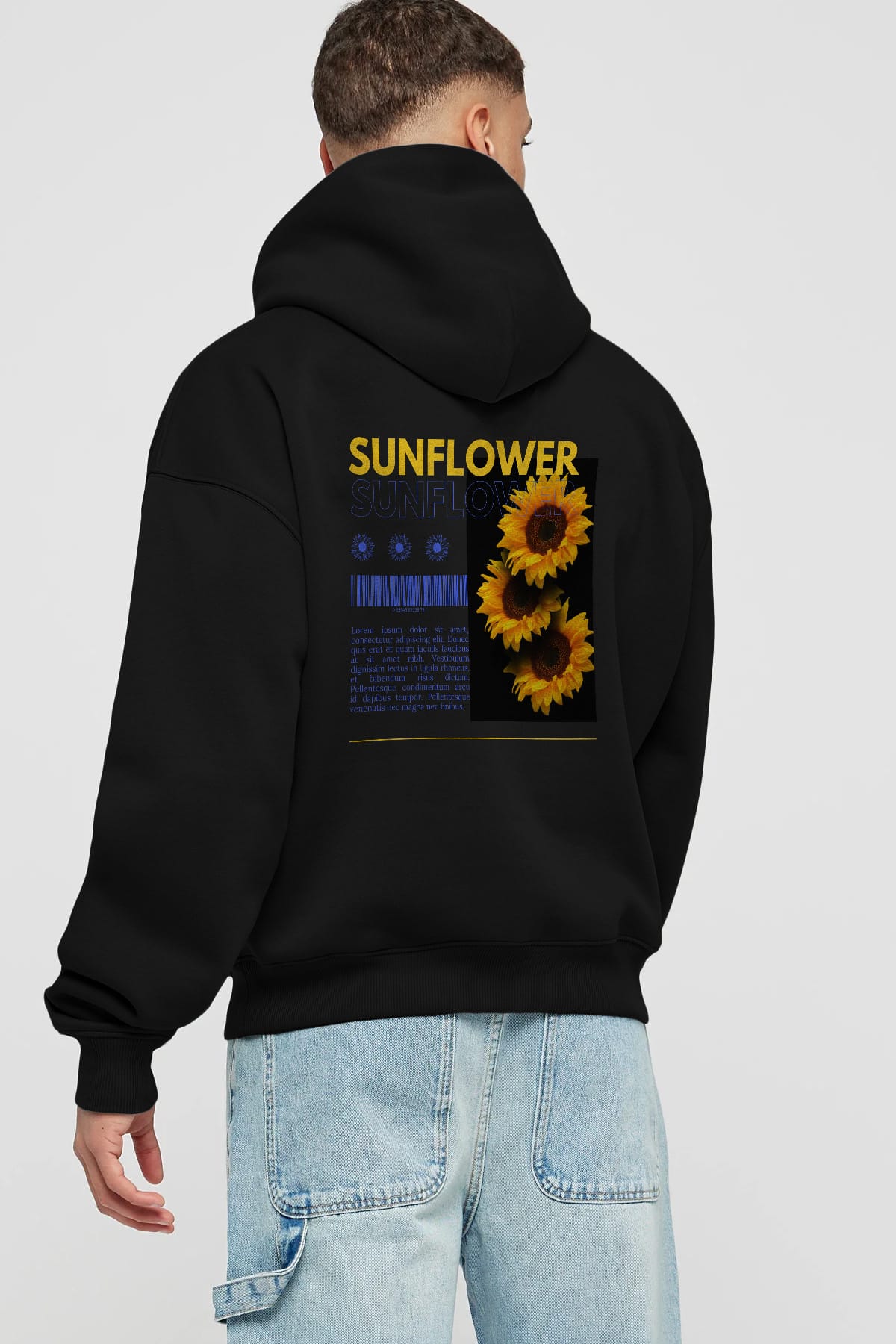 Sunflower Arka Baskılı Oversize Hoodie Kapüşonlu Sweatshirt Erkek Kadın Unisex