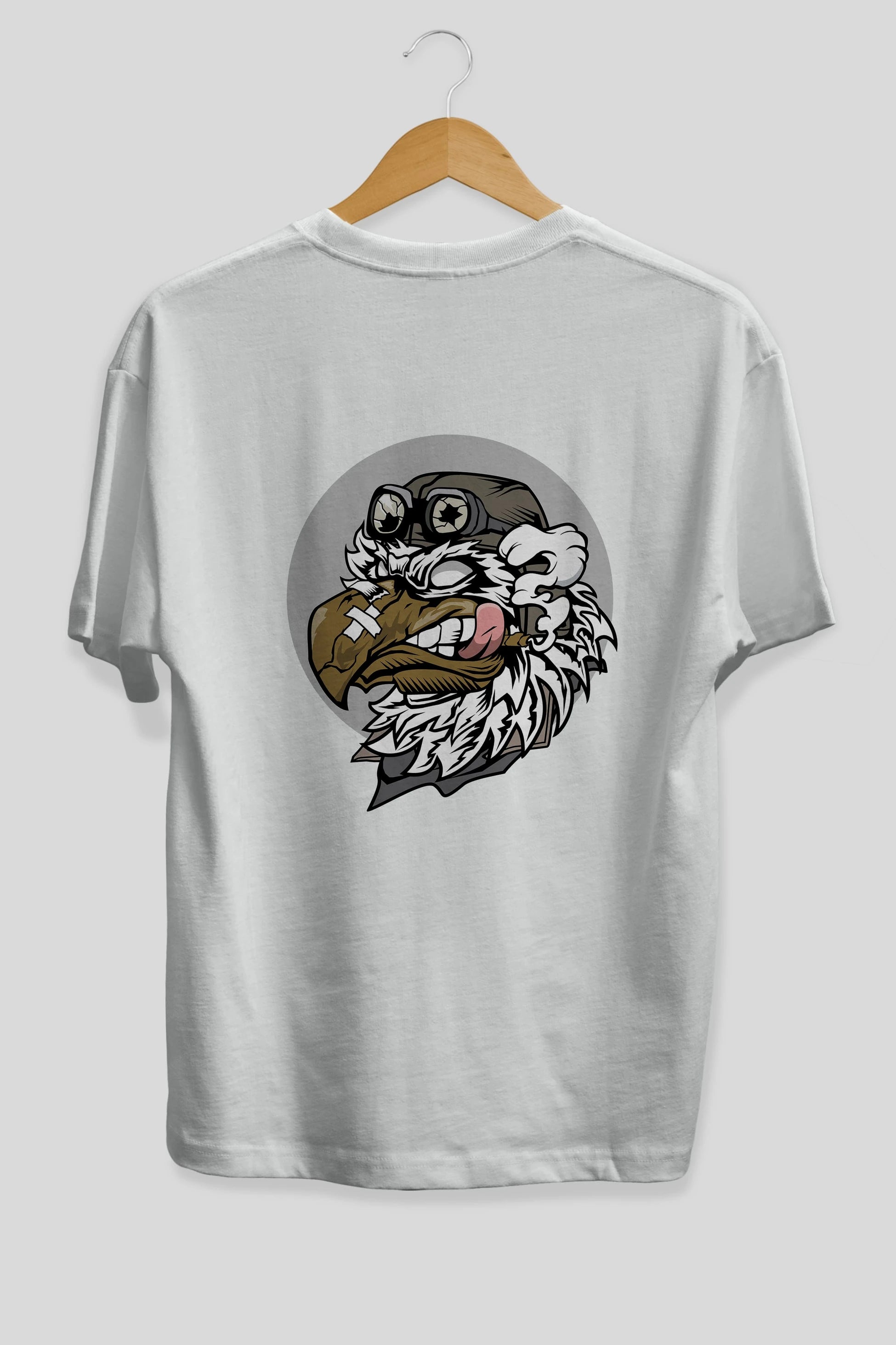 Bird Pilot Arka Baskılı Oversize t-shirt Erkek Kadın Unisex %100 Pamuk tişort