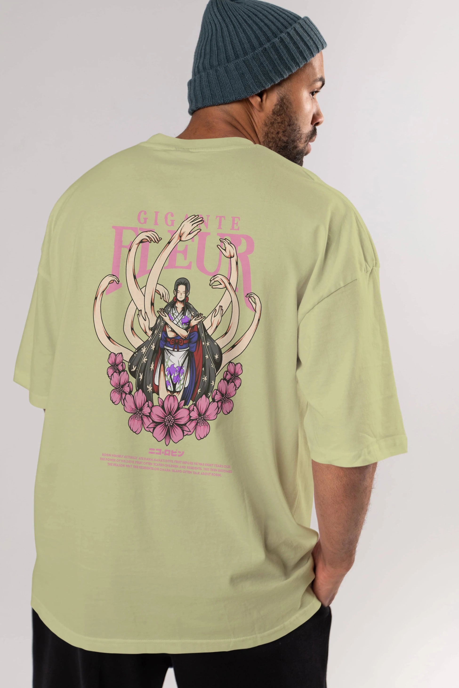 Gigante Fleur Anime Arka Baskılı Oversize t-shirt Erkek Kadın Unisex