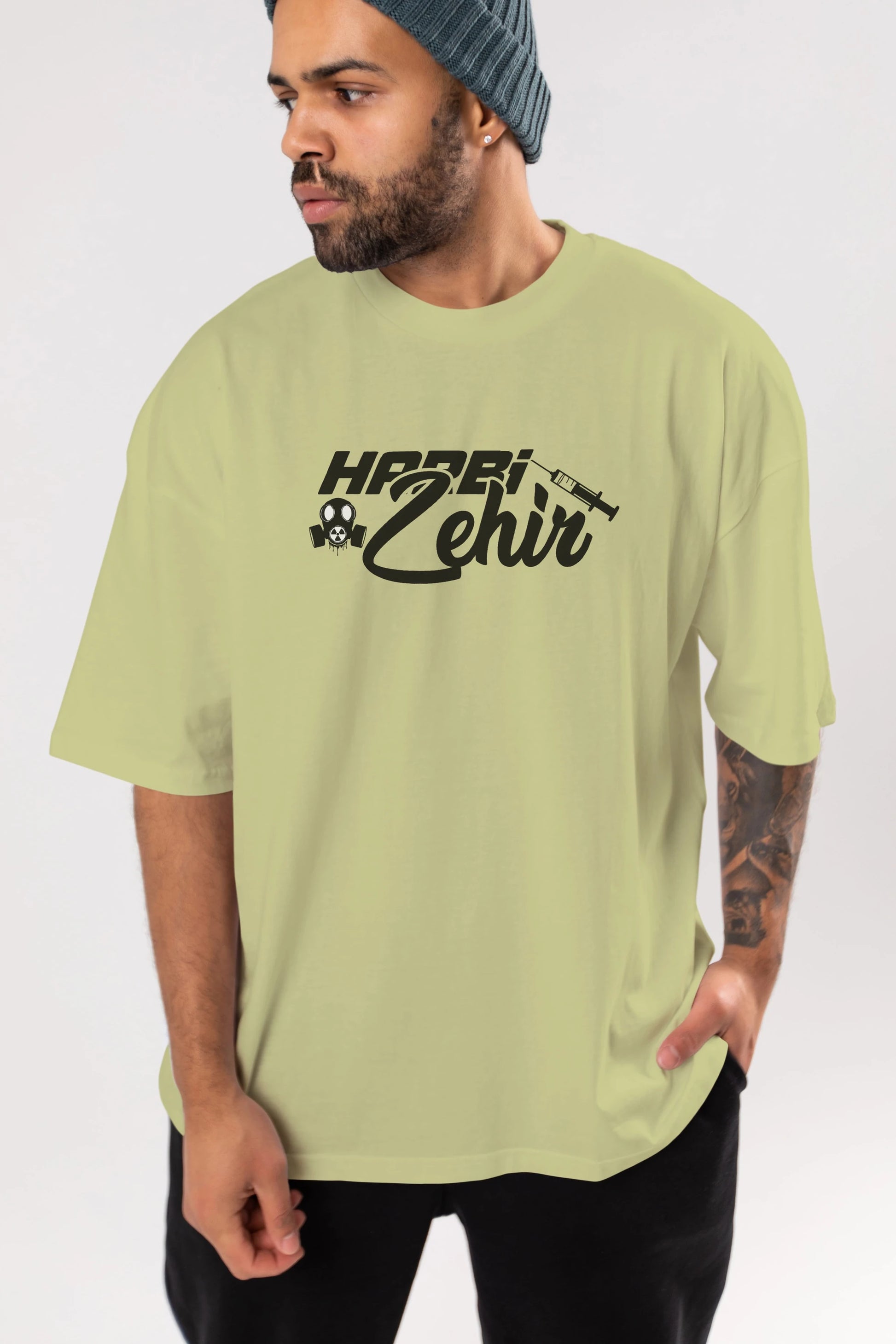 Harbi Zehir Ön Baskılı Oversize t-shirt %100 pamuk Erkek Kadın Unisex