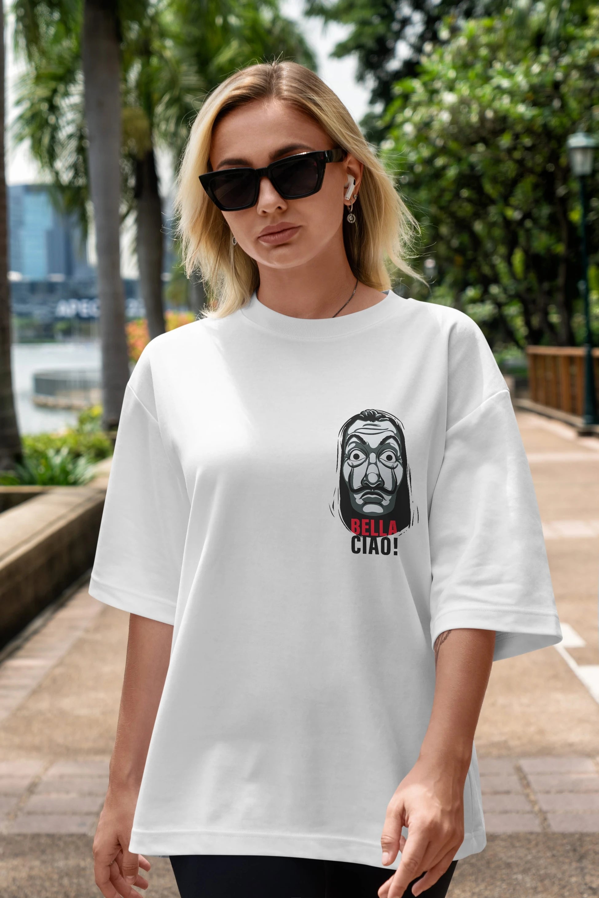 La Casa De Papel (12) Ön Sol Baskılı Oversize t-shirt Erkek Kadın Unisex %100 Pamuk Bisiklet Yaka tişort