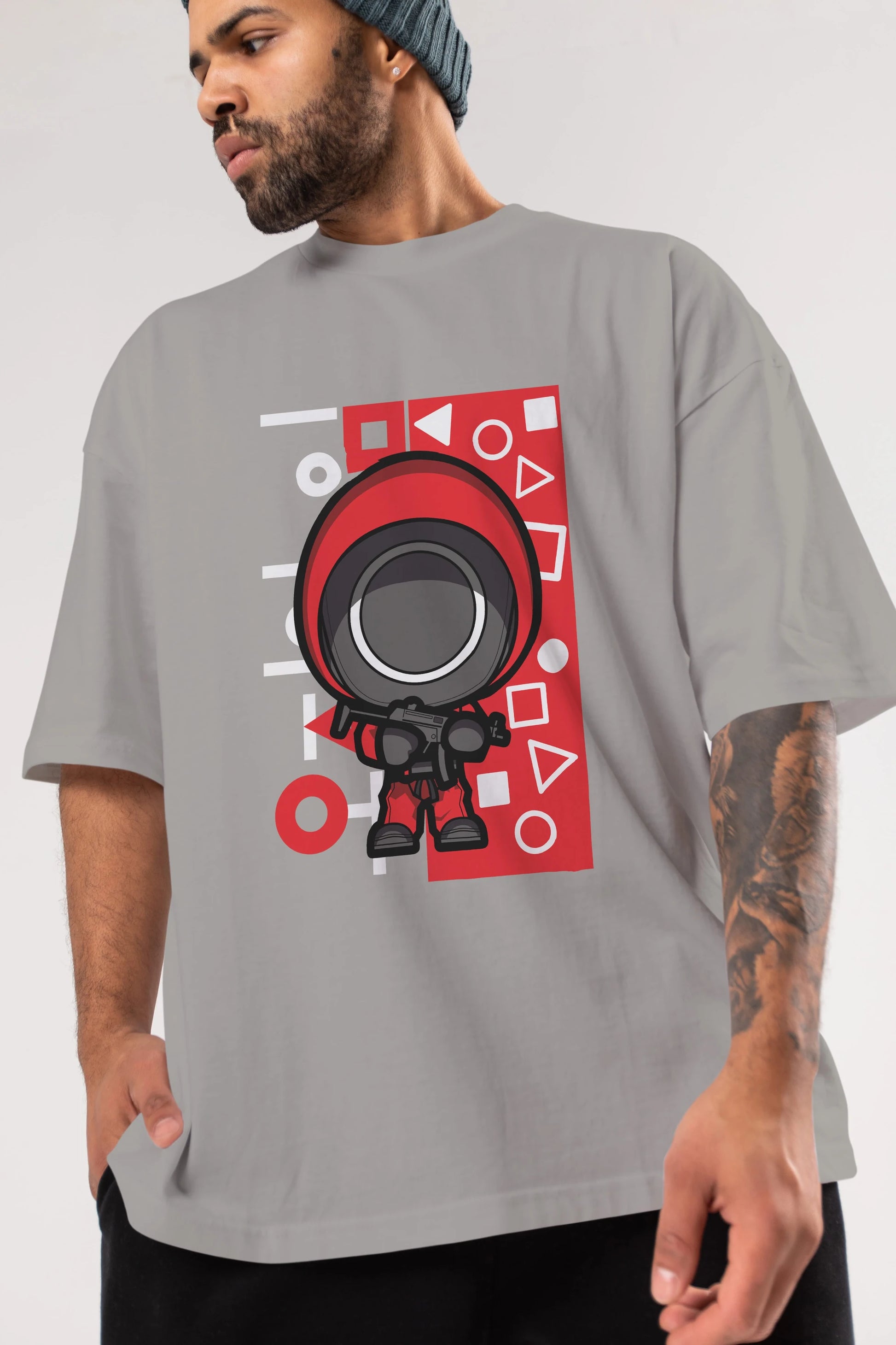 Squid Game (4) Ön Baskılı Oversize t-shirt Erkek Kadın Unisex %100 Pamuk Bisiklet Yaka tişort