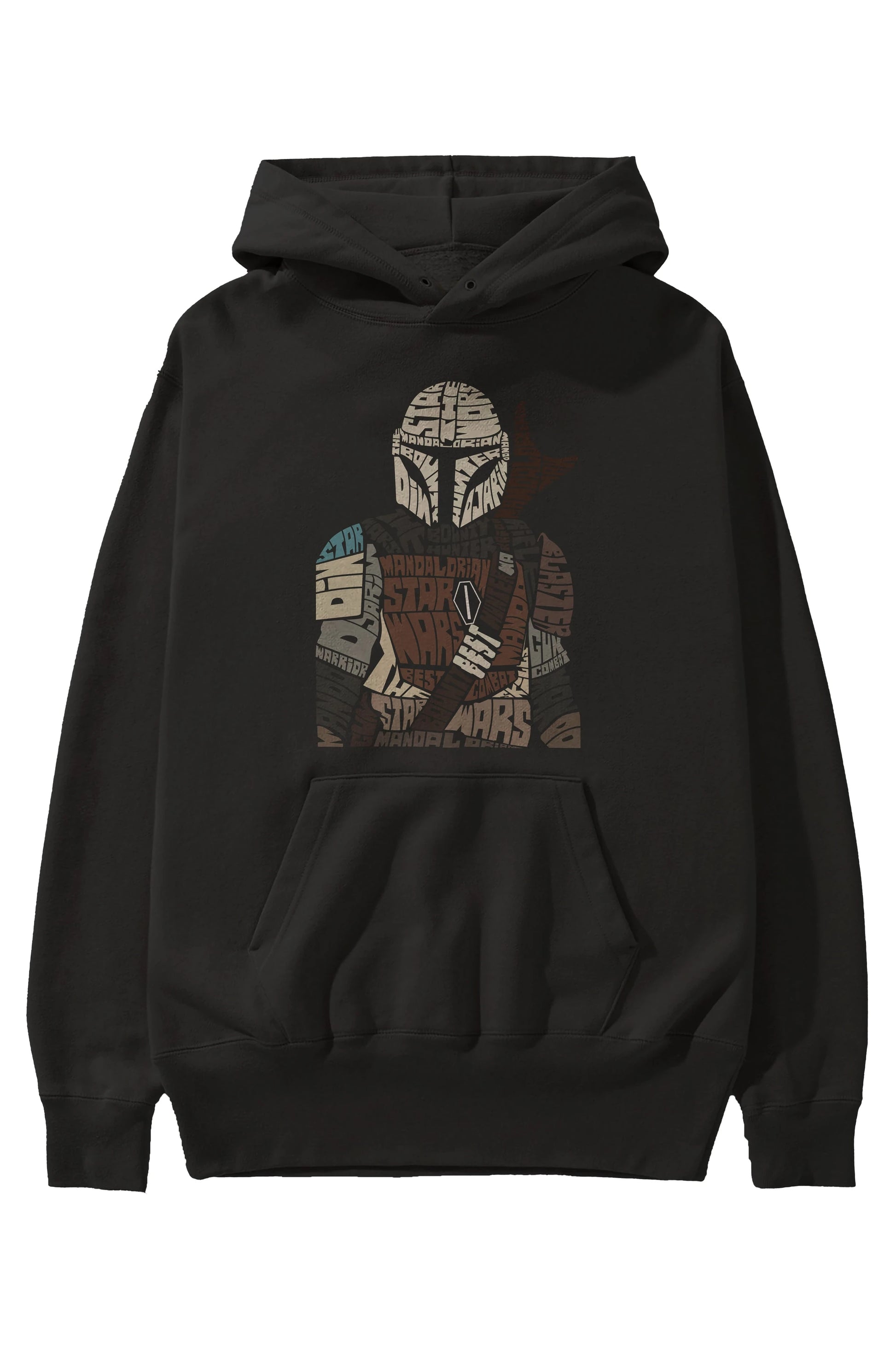 Mandalorian Ön Baskılı Hoodie Oversize Kapüşonlu Sweatshirt Erkek Kadın Unisex