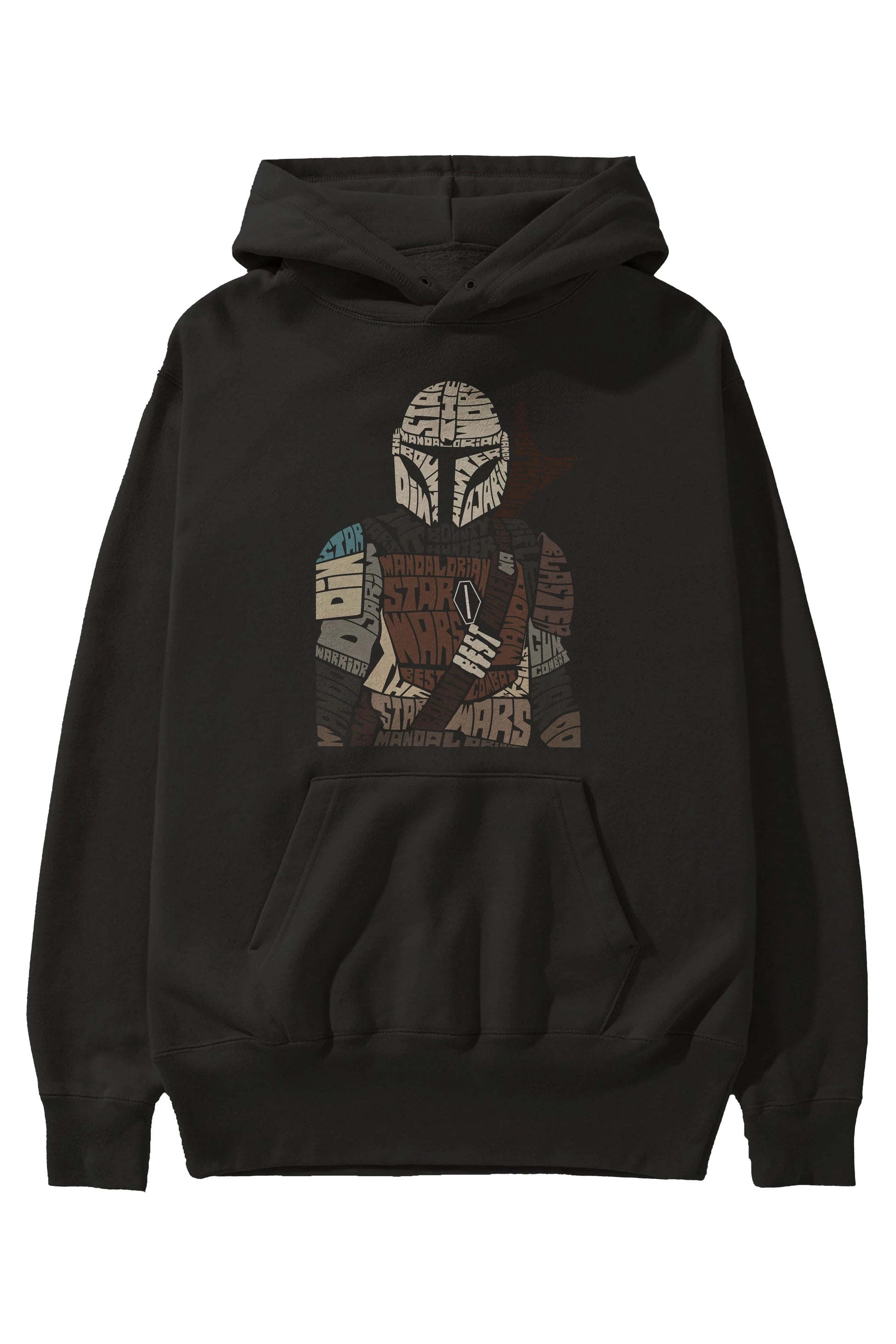 Mandalorian Ön Baskılı Hoodie Oversize Kapüşonlu Sweatshirt Erkek Kadın Unisex