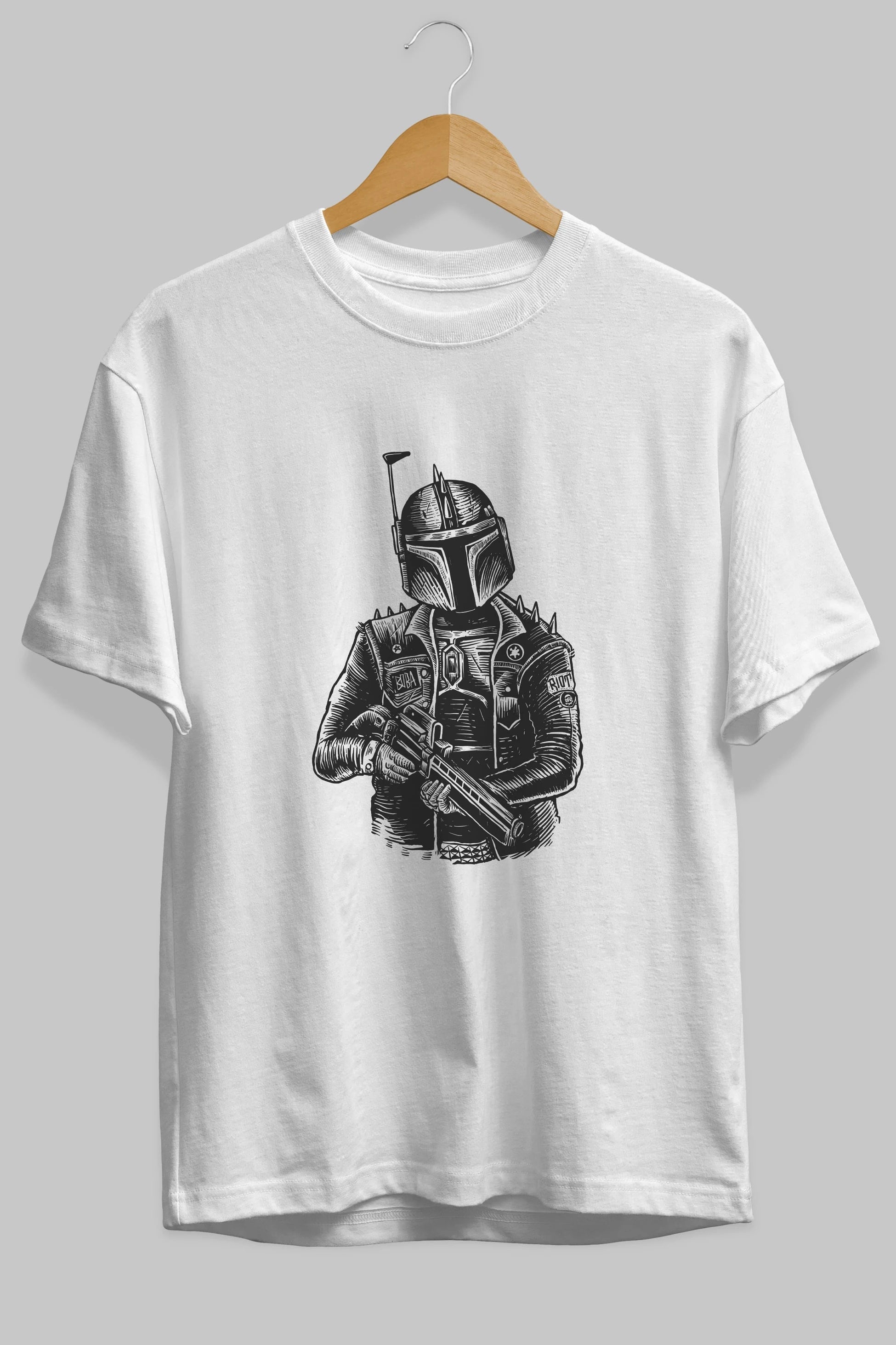 Boba Punk Ön Baskılı Oversize t-shirt Erkek Kadın Unisex %100 Pamuk tişort