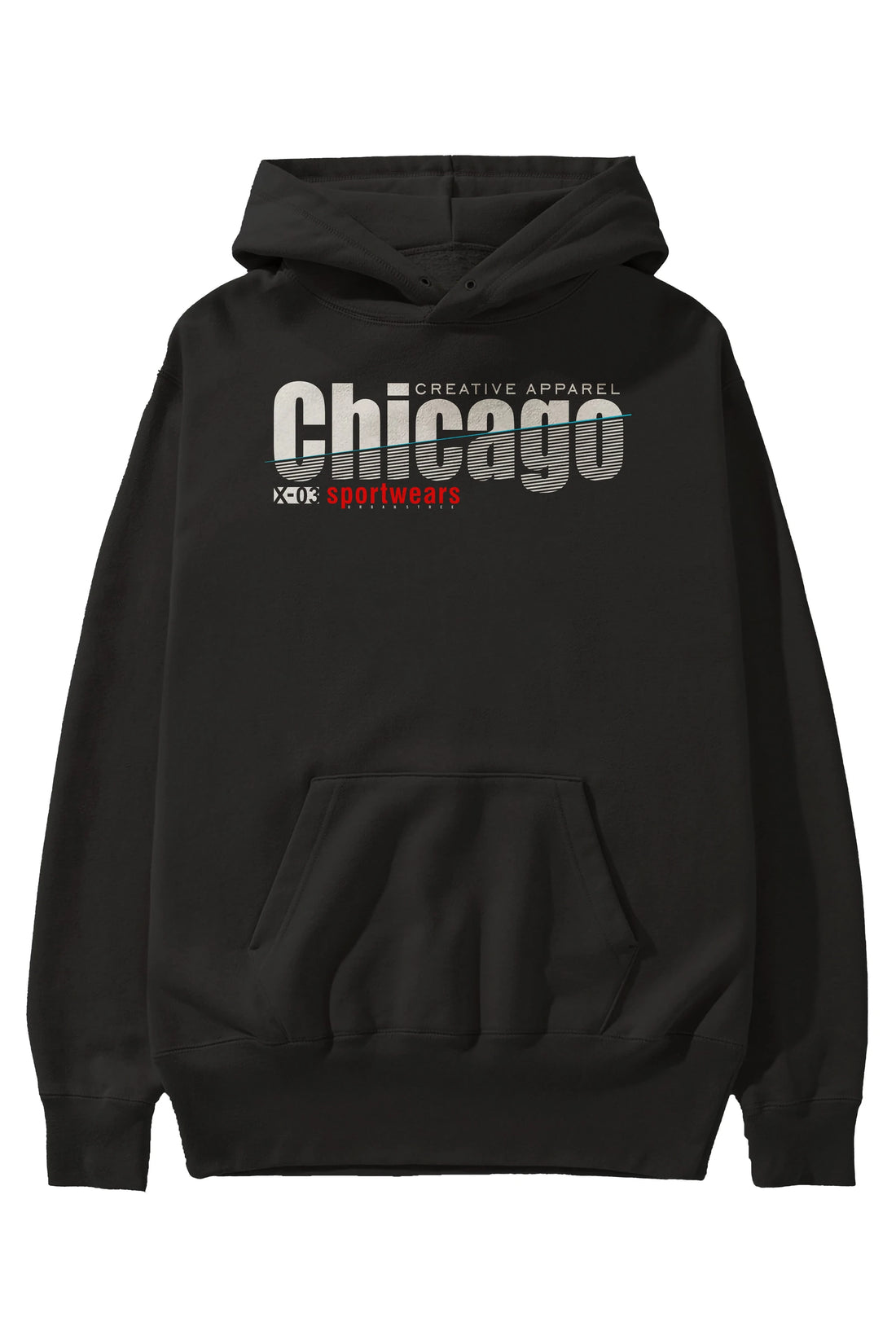 Chicago Sport Ön Baskılı Oversize Hoodie Kapüşonlu Sweatshirt Erkek Kadın Unisex