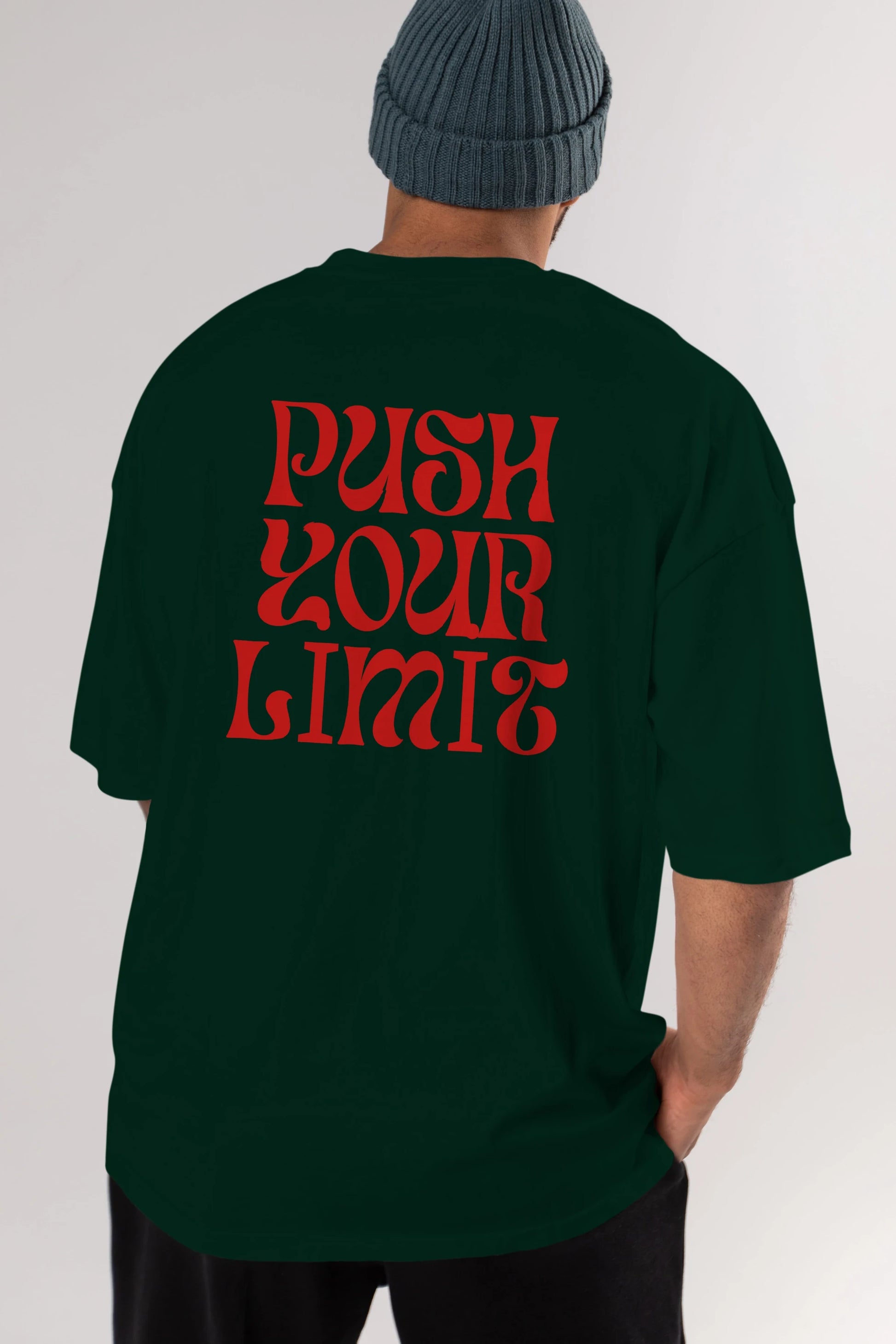 Push Your Limit Yazılı 2 Arka Baskılı Oversize t-shirt Erkek Kadın Unisex