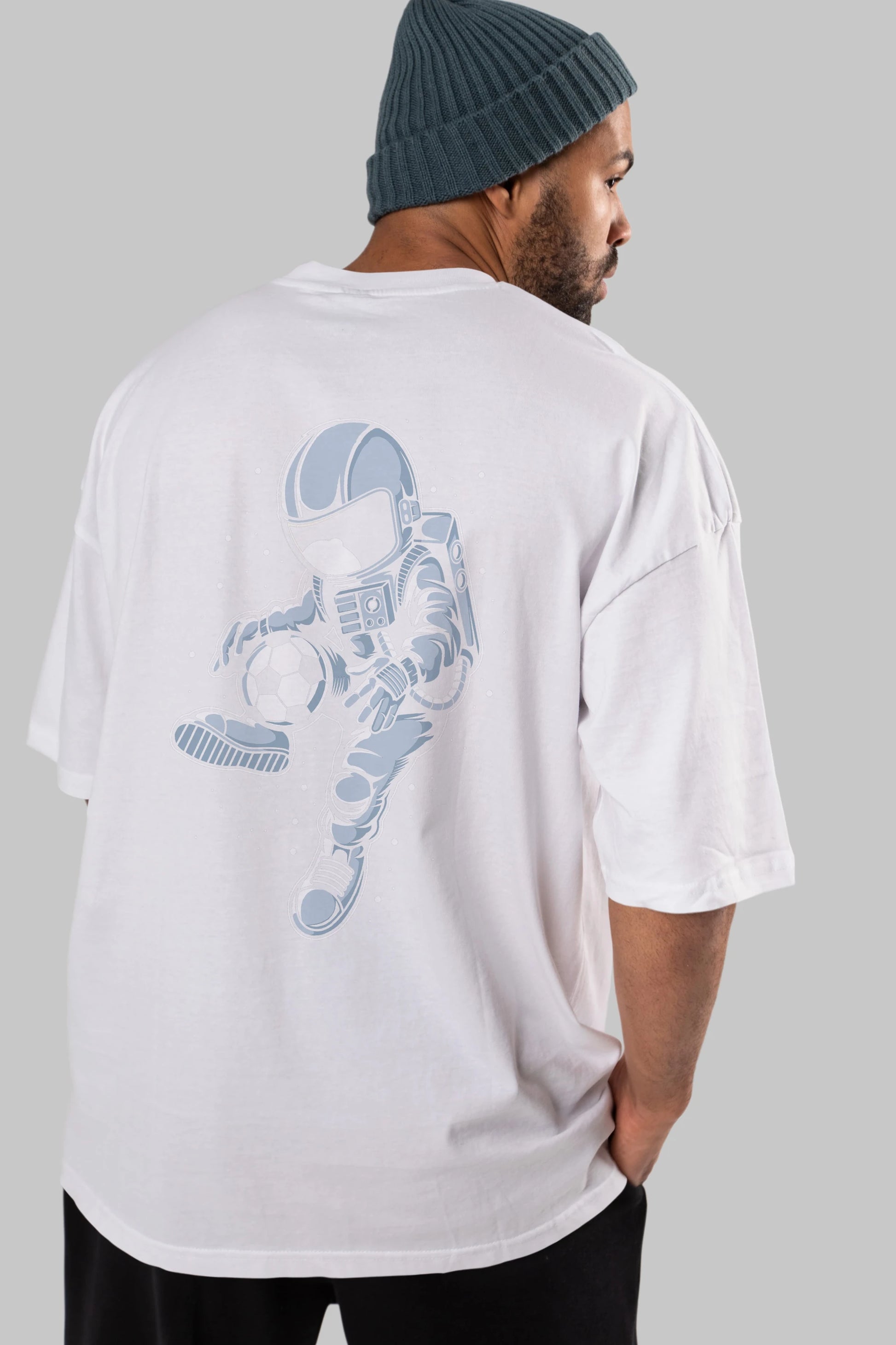 Astronaut Soccer Player Arka Baskılı Oversize t-shirt Erkek Kadın Unisex