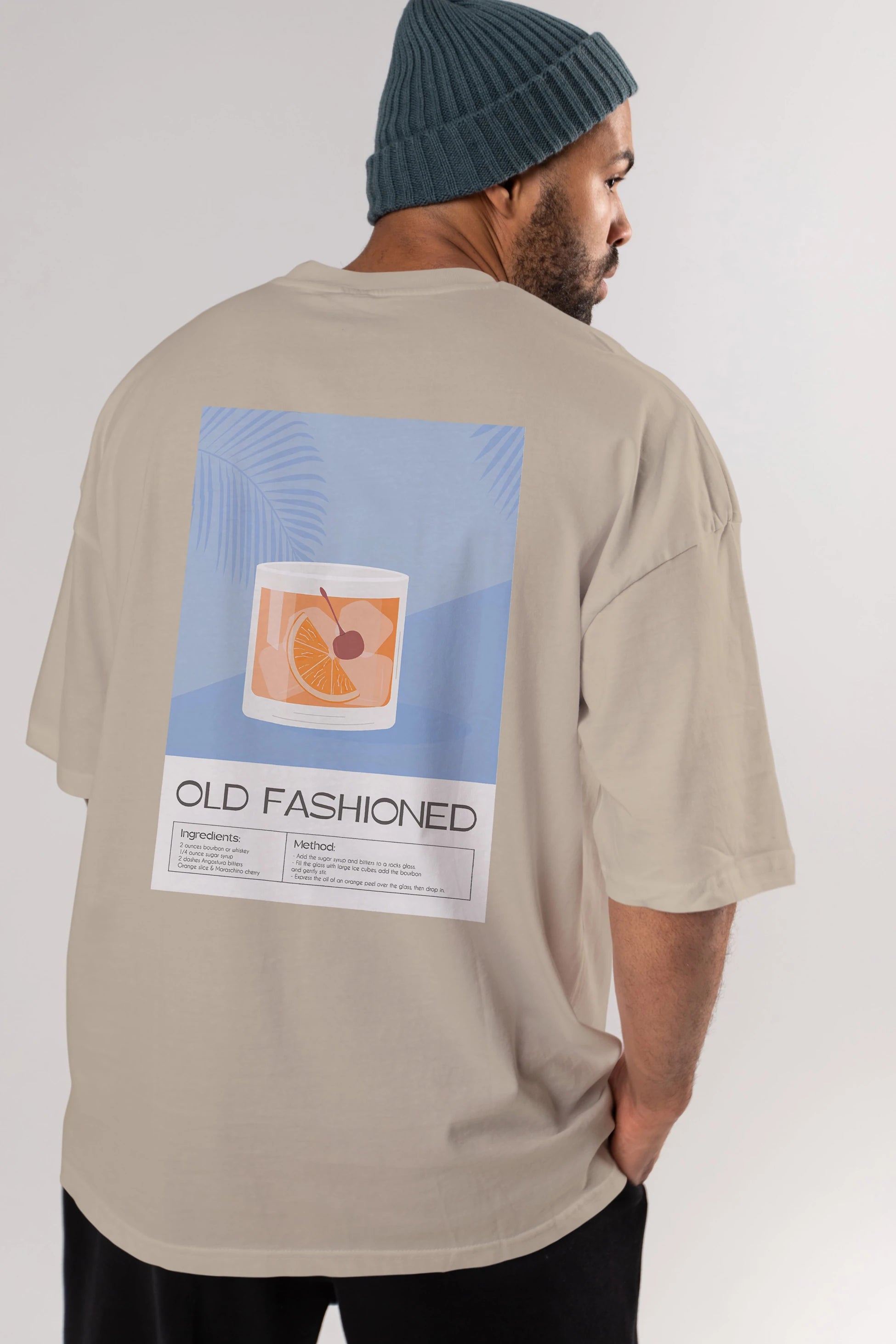 Old Fashioned 3 Arka Baskılı Oversize t-shirt Erkek Kadın Unisex %100 Pamuk Bisiklet Yaka tişort
