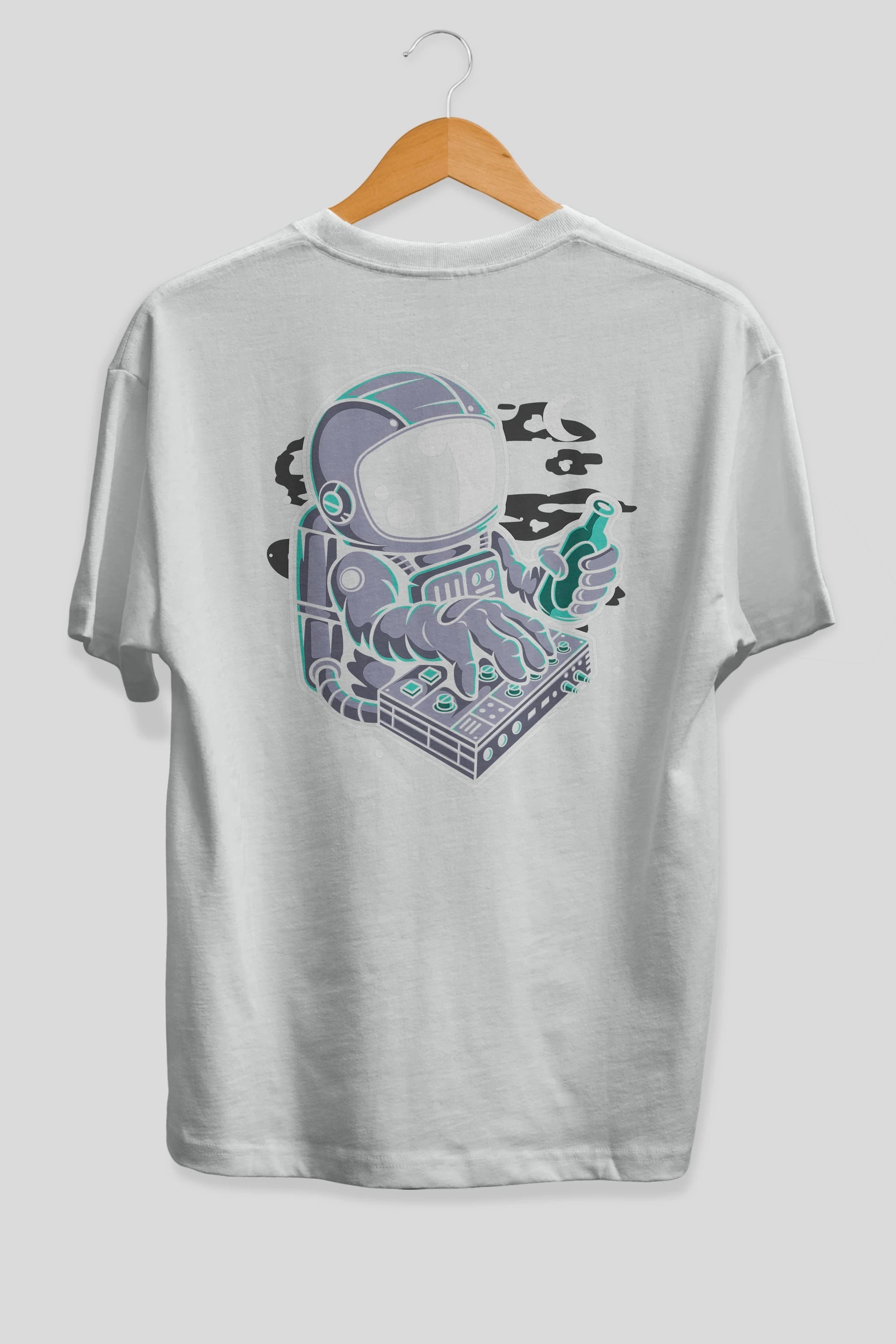 Astronaut Synth Arka Baskılı Oversize t-shirt Erkek Kadın Unisex