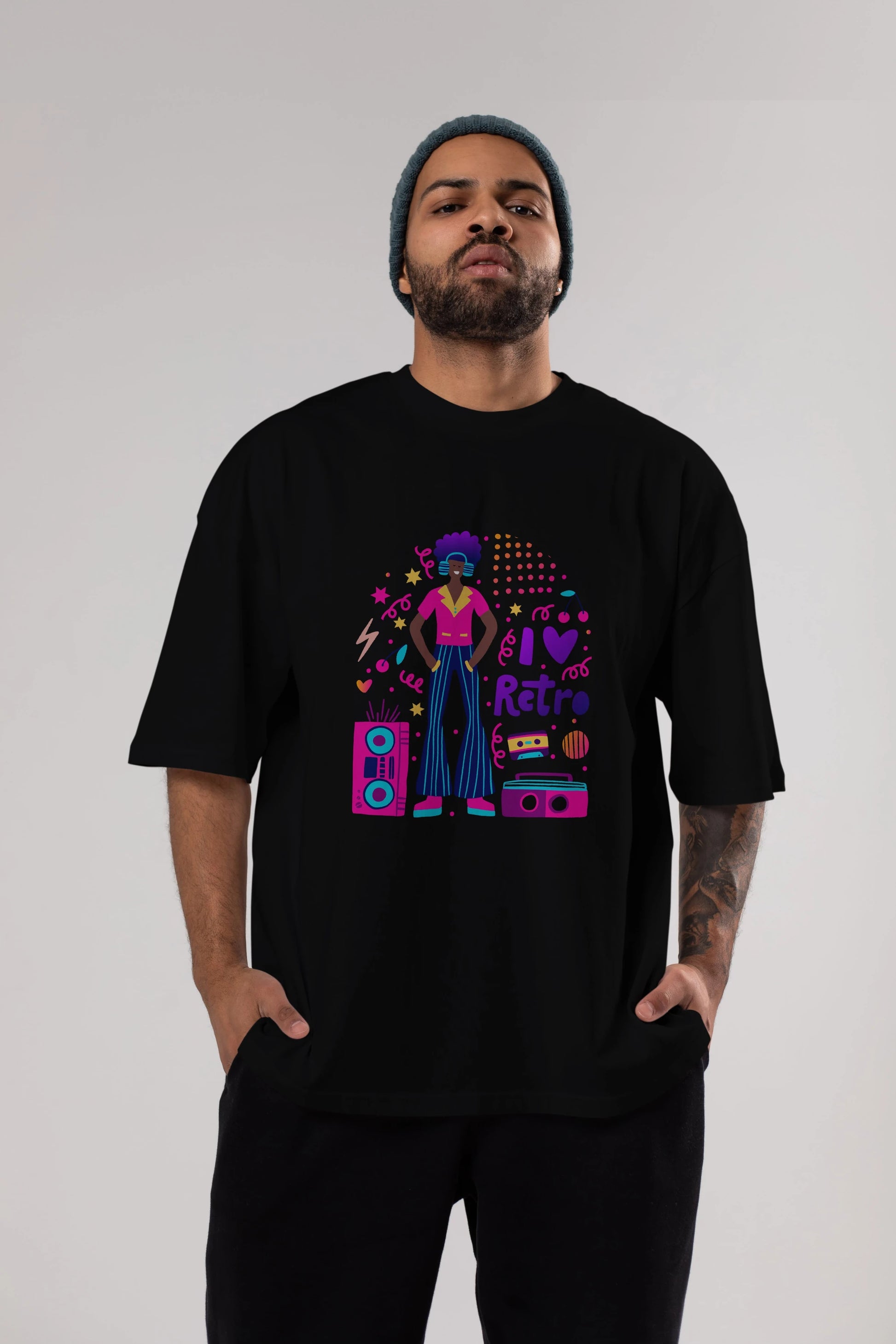 Retro Boy Party Ön Baskılı Oversize t-shirt Erkek Kadın Unisex