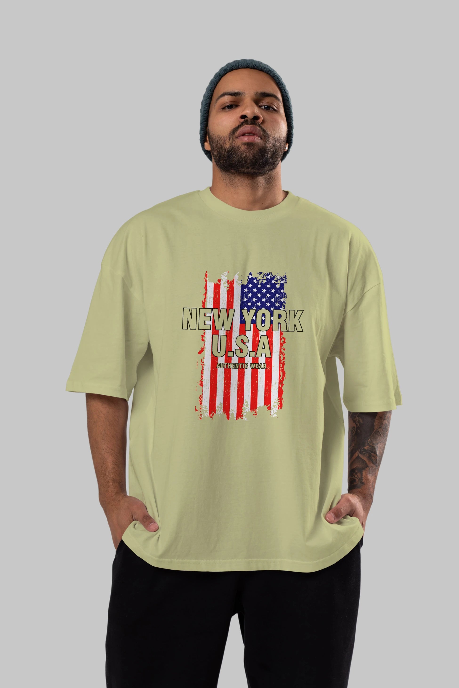 New York Usa Ön Baskılı Oversize t-shirt Erkek Kadın Unisex