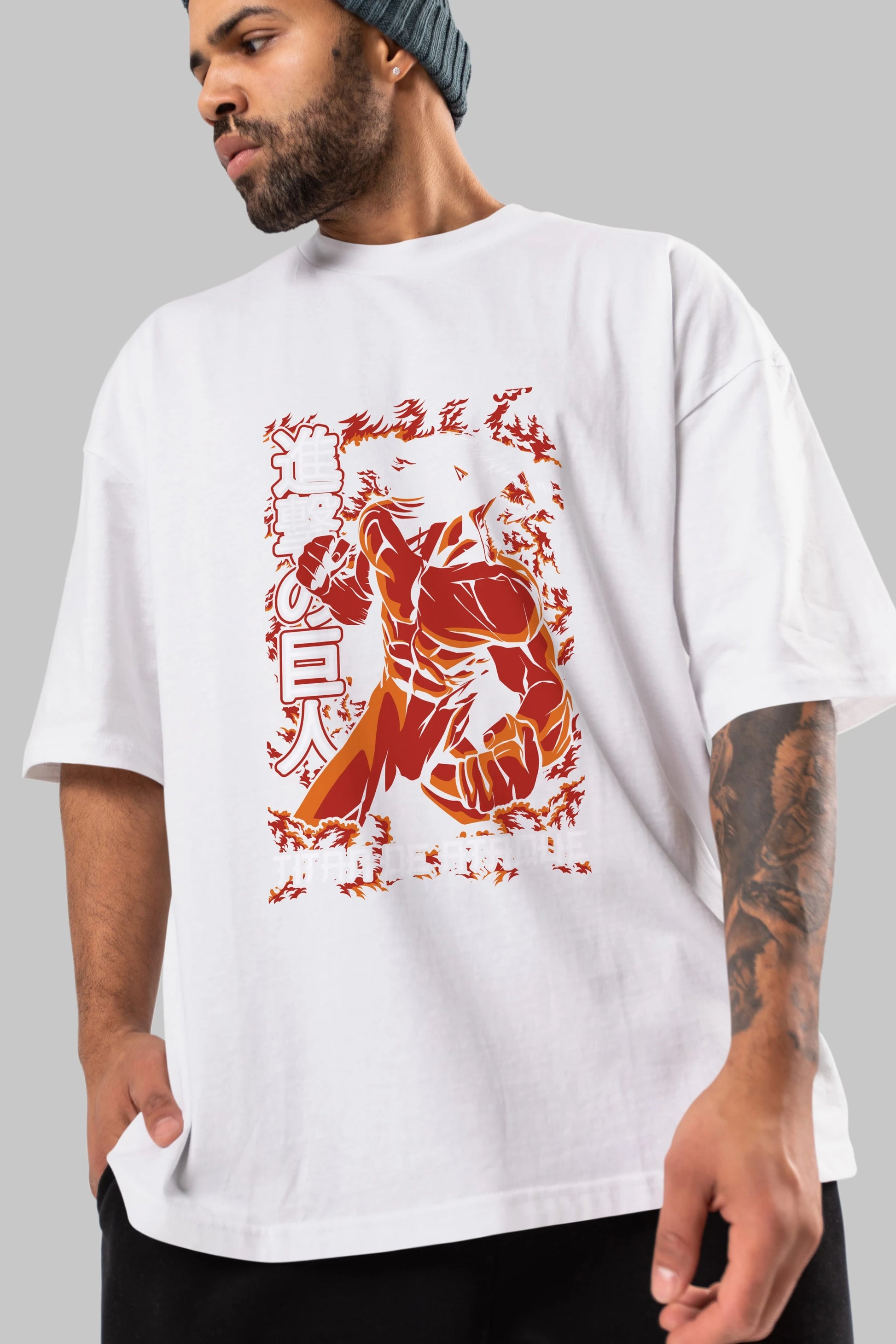 Eren Yeager Anime Ön Baskılı Oversize t-shirt Erkek Kadın Unisex