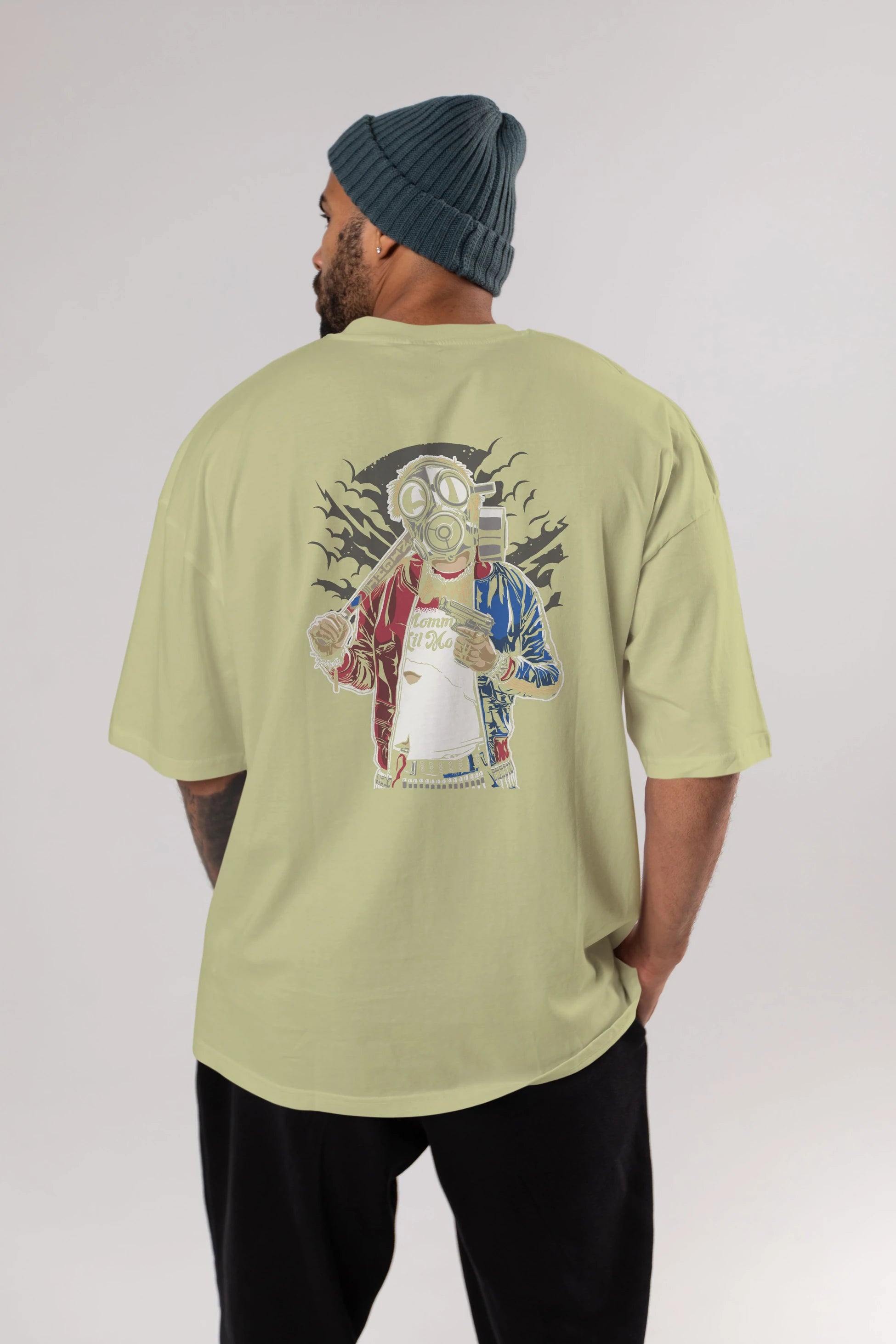 Suicide Gasmask Arka Baskılı Oversize t-shirt Erkek Kadın Unisex %100 Pamuk