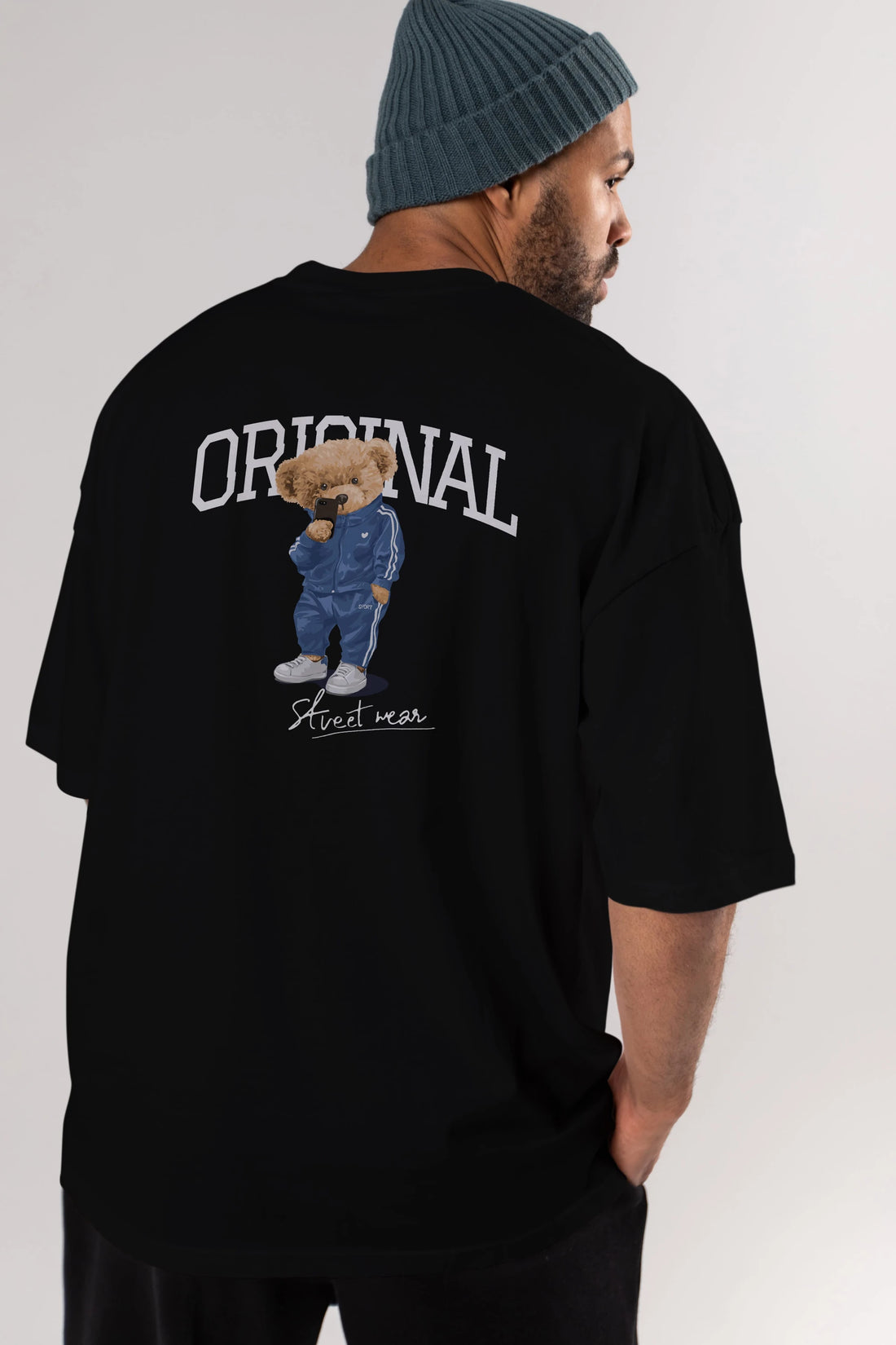 Teddy Bear Original Arka Baskılı Oversize t-shirt Erkek Kadın Unisex %100 Pamuk