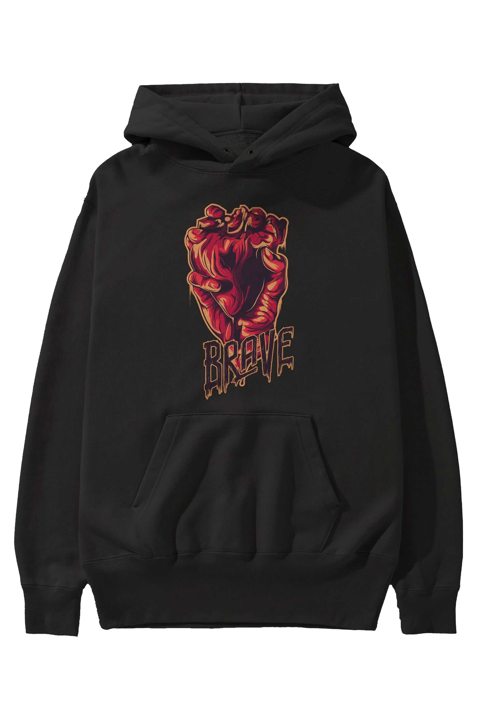Brave Streetwear Ön Baskılı Hoodie Oversize Kapüşonlu Sweatshirt Erkek Kadın Unisex