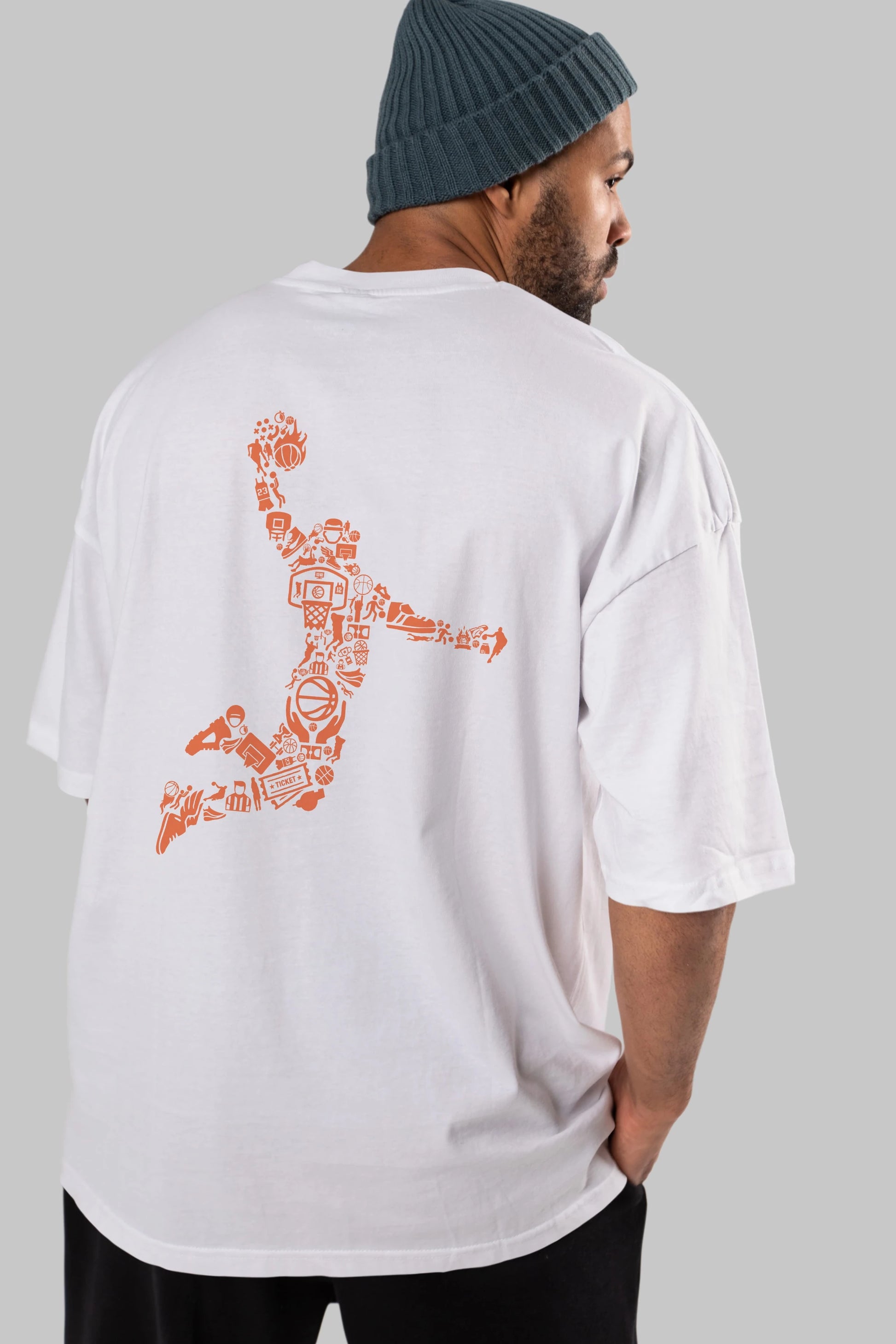 Basketball Player Arka Baskılı Oversize t-shirt %100 pamuk Erkek Kadın Unisex
