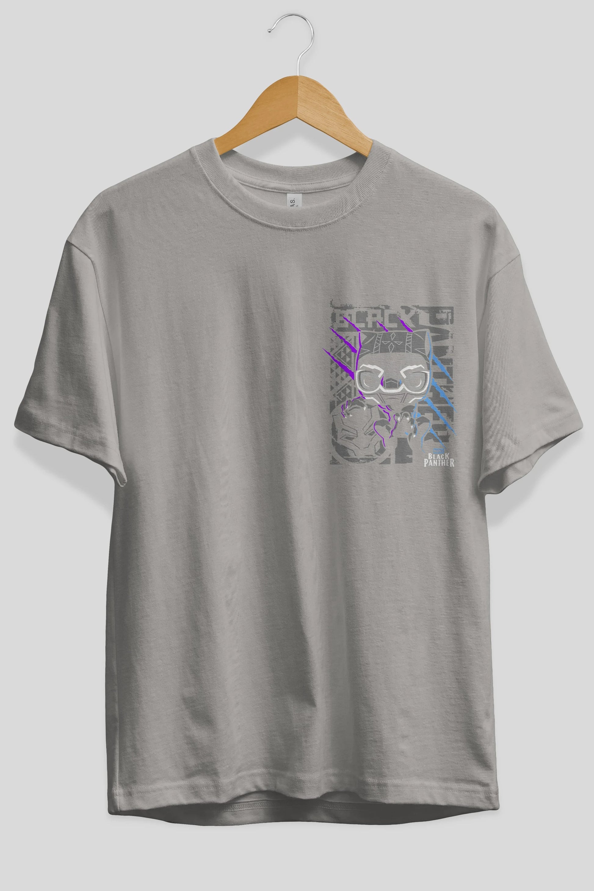 Black Panther Ön Sol Baskılı Oversize t-shirt Erkek Kadın Unisex %100 Pamuk Bisiklet Yaka tişort