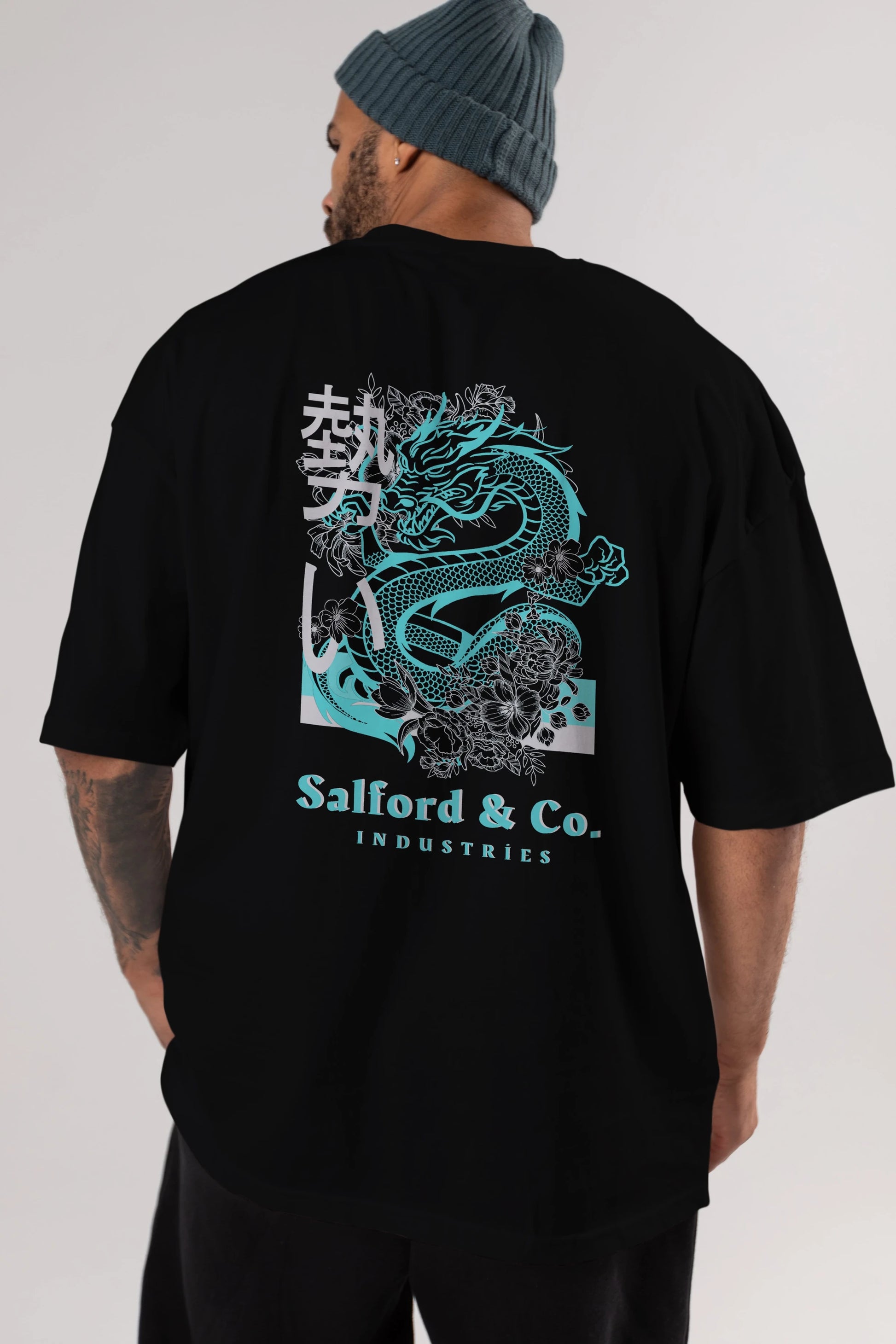 Dragon Arka Baskılı Oversize t-shirt Erkek Kadın Unisex