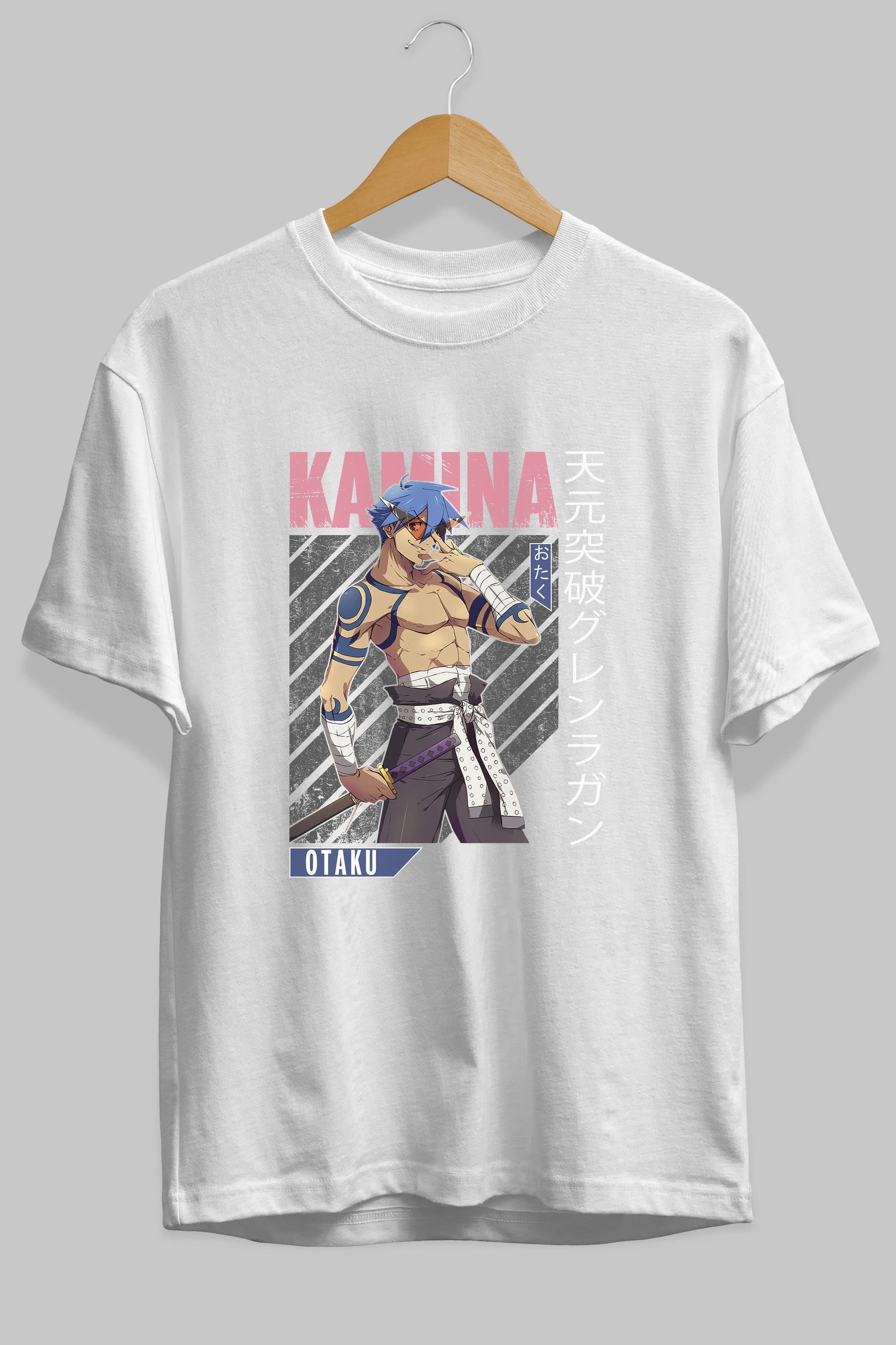 Kamina 5 Anime Ön Baskılı Oversize t-shirt %100 pamuk Erkek Kadın Unisex