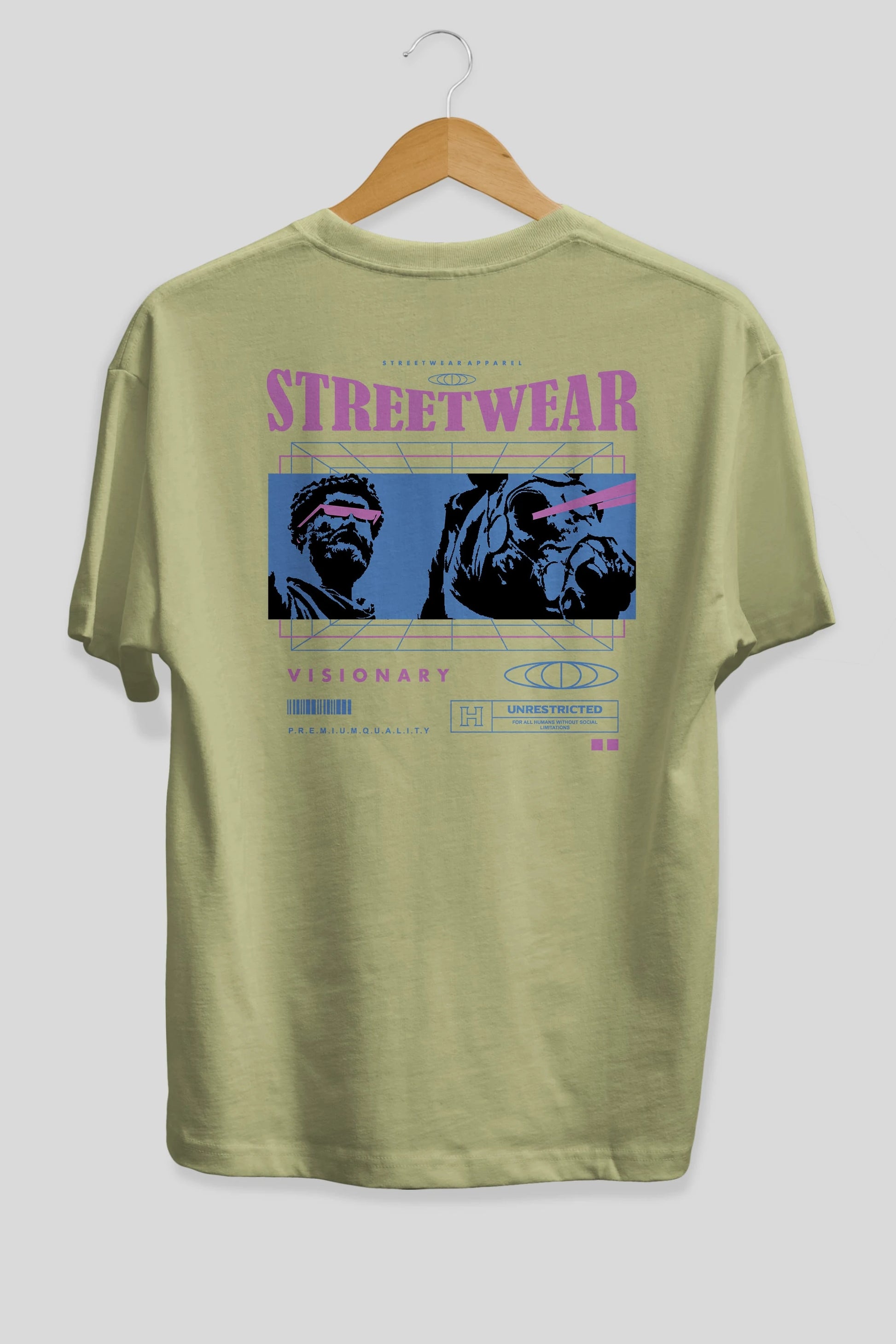 Streetwear Visionary Arka Baskılı Oversize t-shirt Erkek Kadın Unisex