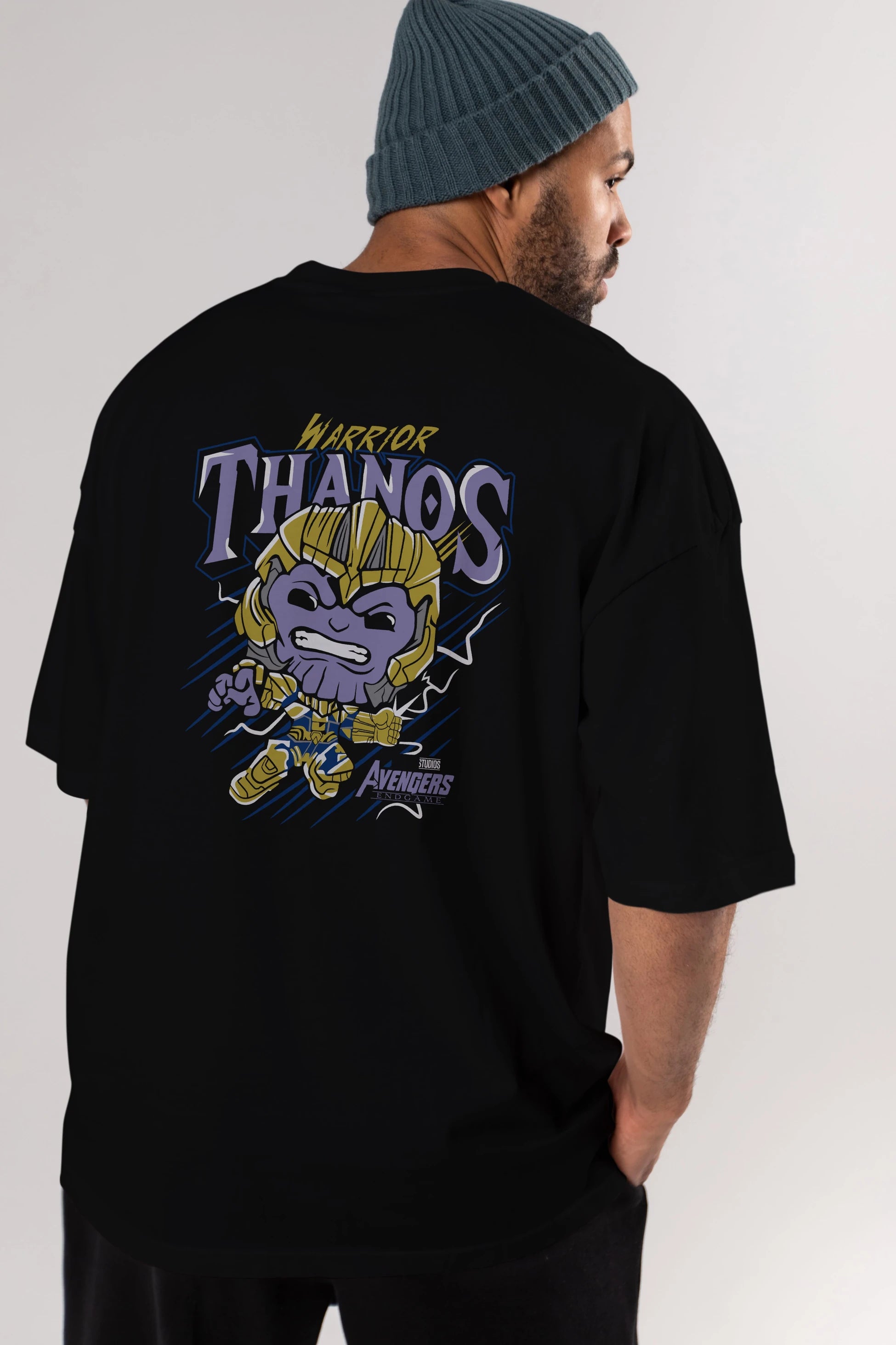 Thanos (2) Arka Baskılı Oversize t-shirt Erkek Kadın Unisex %100 Pamuk Bisiklet Yaka tişort