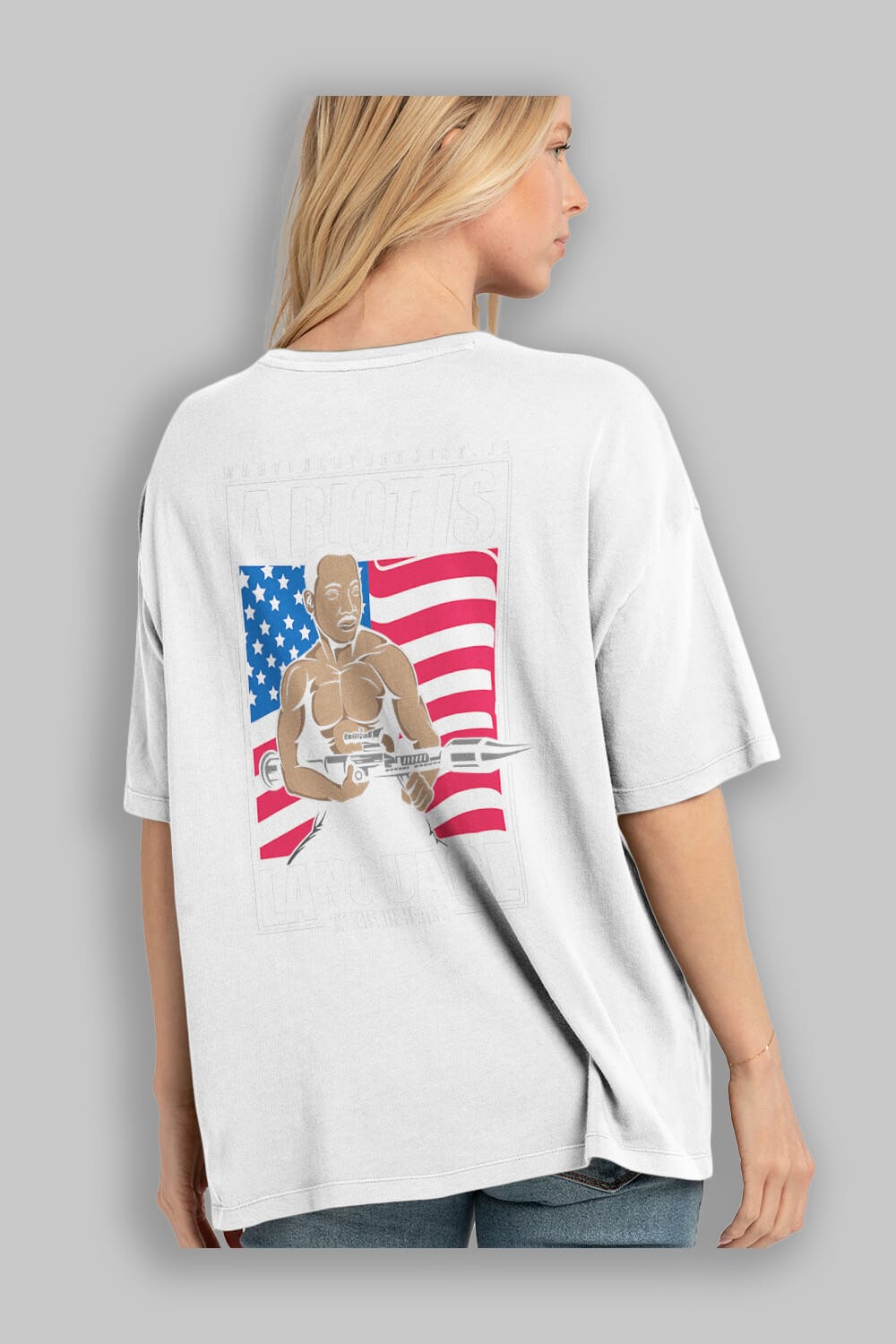 Luther King Jr Rambo Arka Baskılı Oversize t-shirt Erkek Kadın Unisex %100 Pamuk tişort