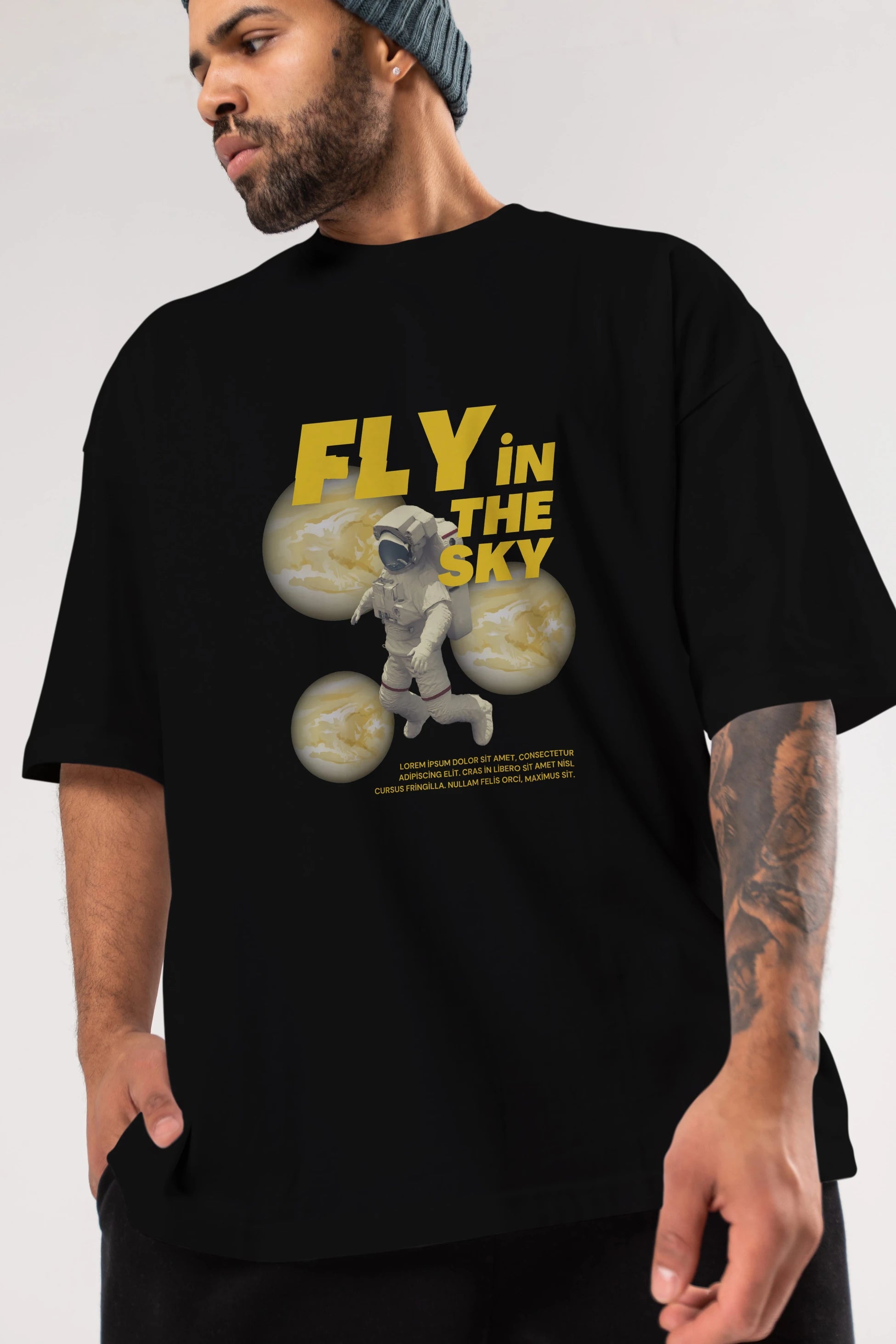 Fly in The Sky Ön Baskılı Oversize t-shirt Erkek Kadın Unisex