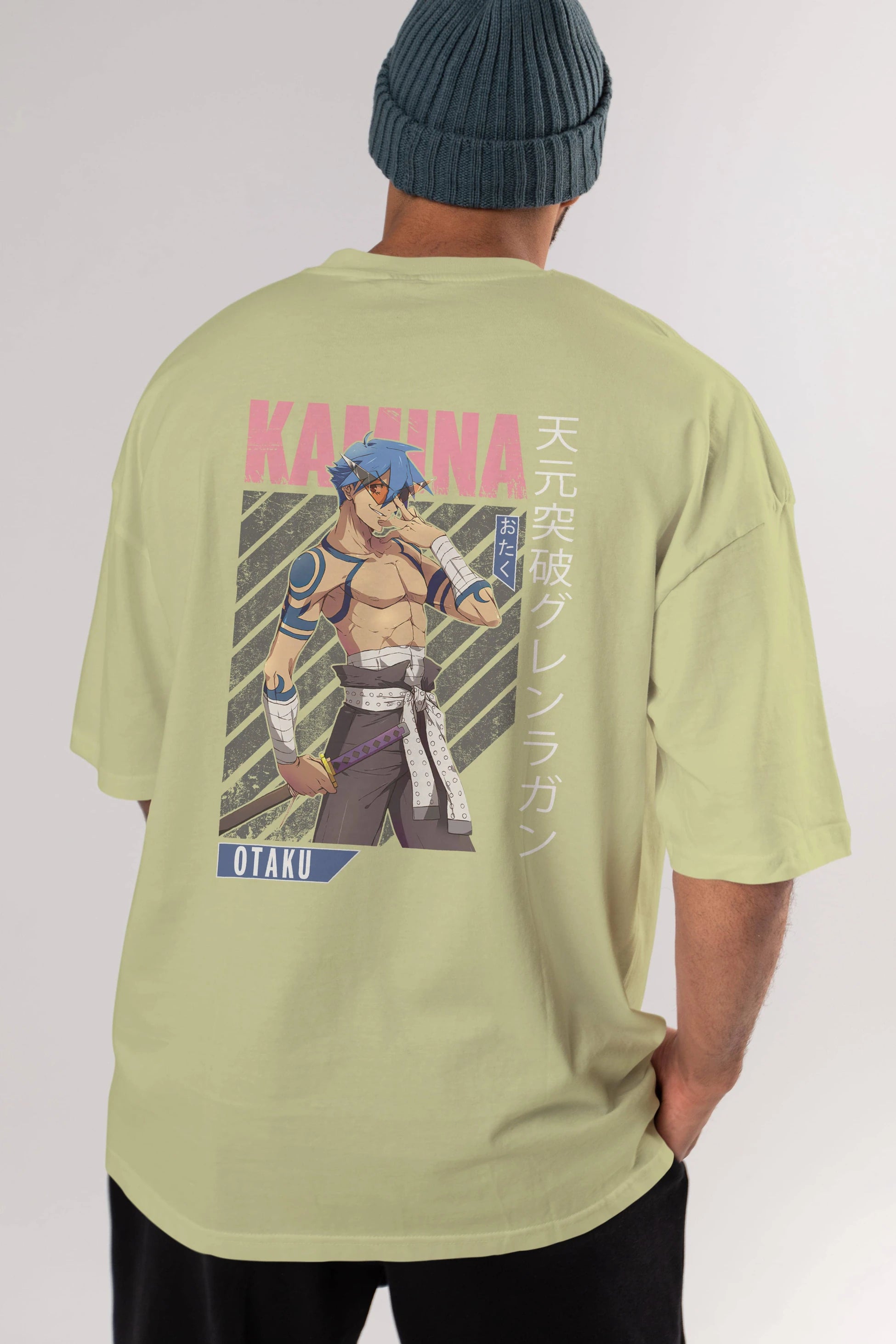 Kamina 5 Anime Arka Baskılı Oversize t-shirt Erkek Kadın Unisex