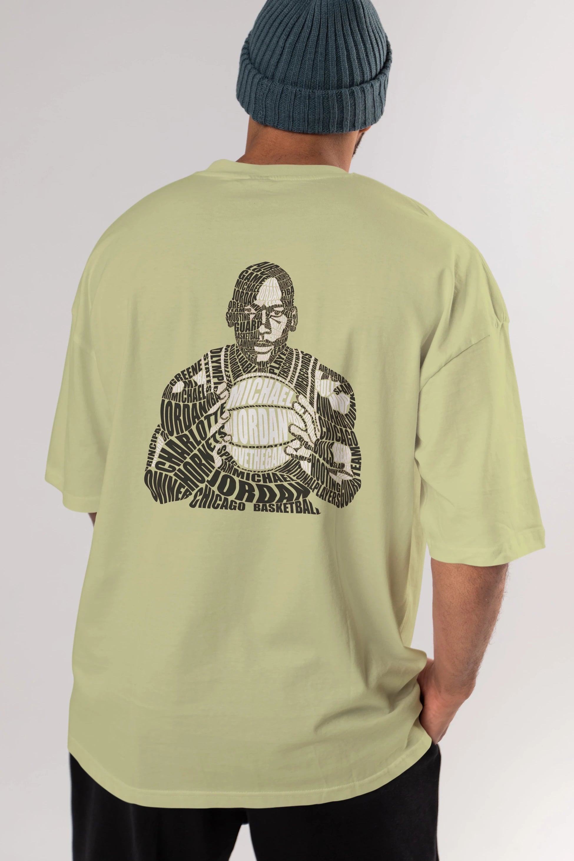 Michael Jordan Calligram Arka Baskılı Oversize t-shirt %100 pamuk Erkek Kadın Unisex