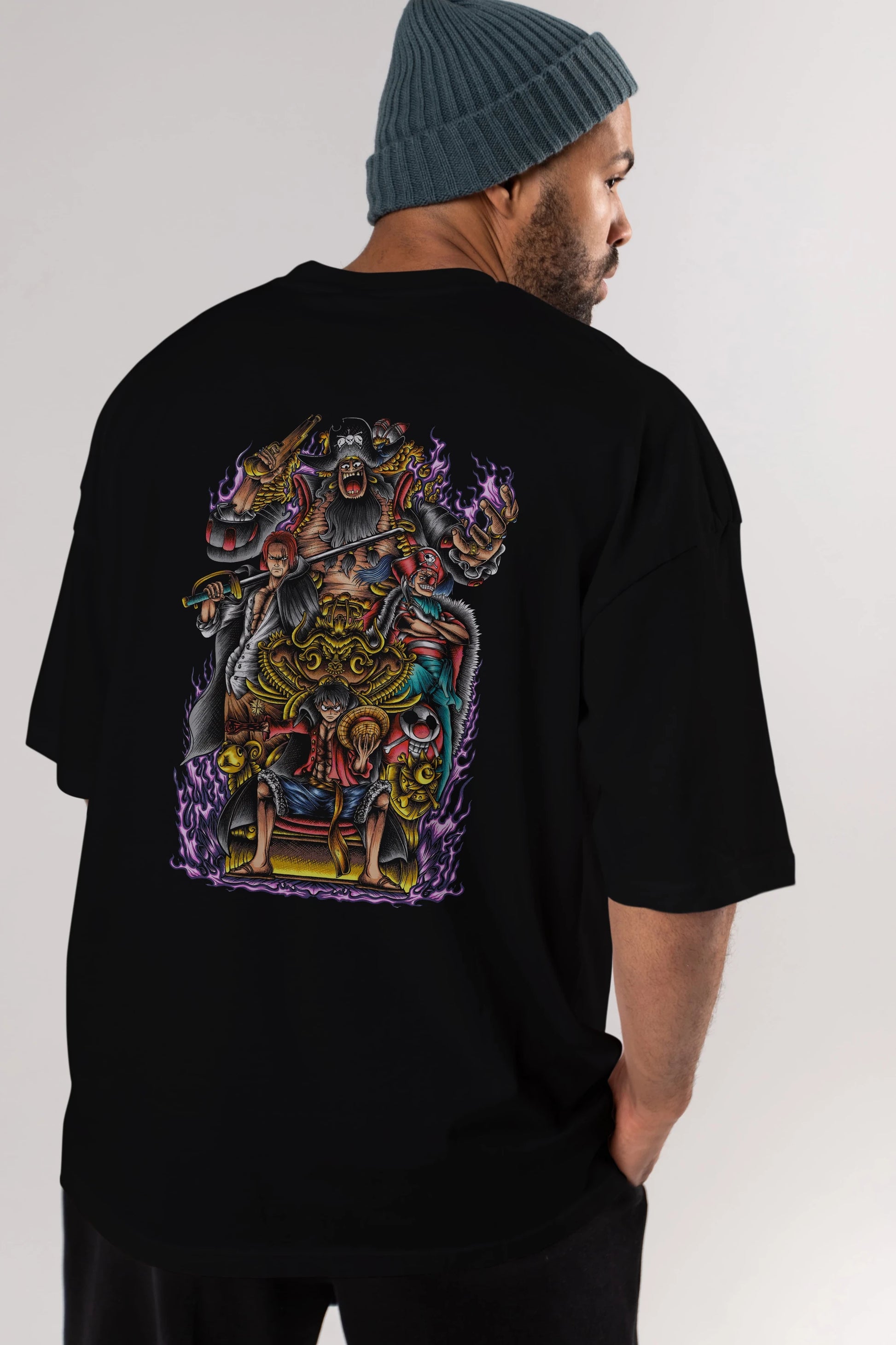 ONE PIECE (8) Anime Arka Baskılı Oversize t-shirt Erkek Kadın Unisex