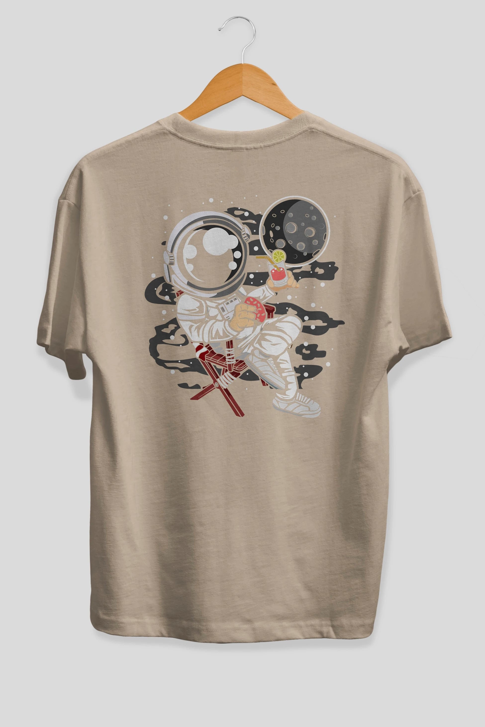 Holiday Astronaut Arka Baskılı Oversize t-shirt Erkek Kadın Unisex