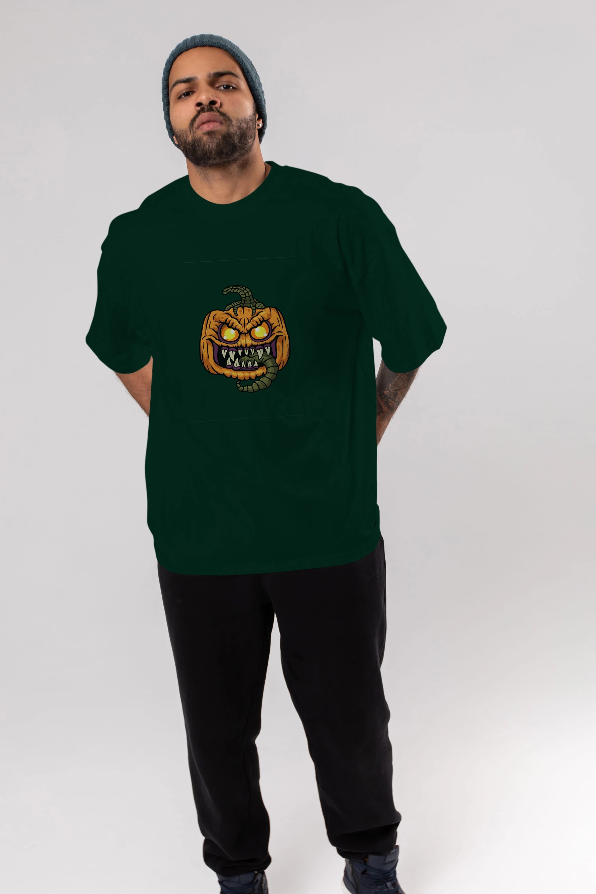 Halloween Ön Baskılı Oversize t-shirt Erkek Kadın Unisex %100 Pamuk tişort