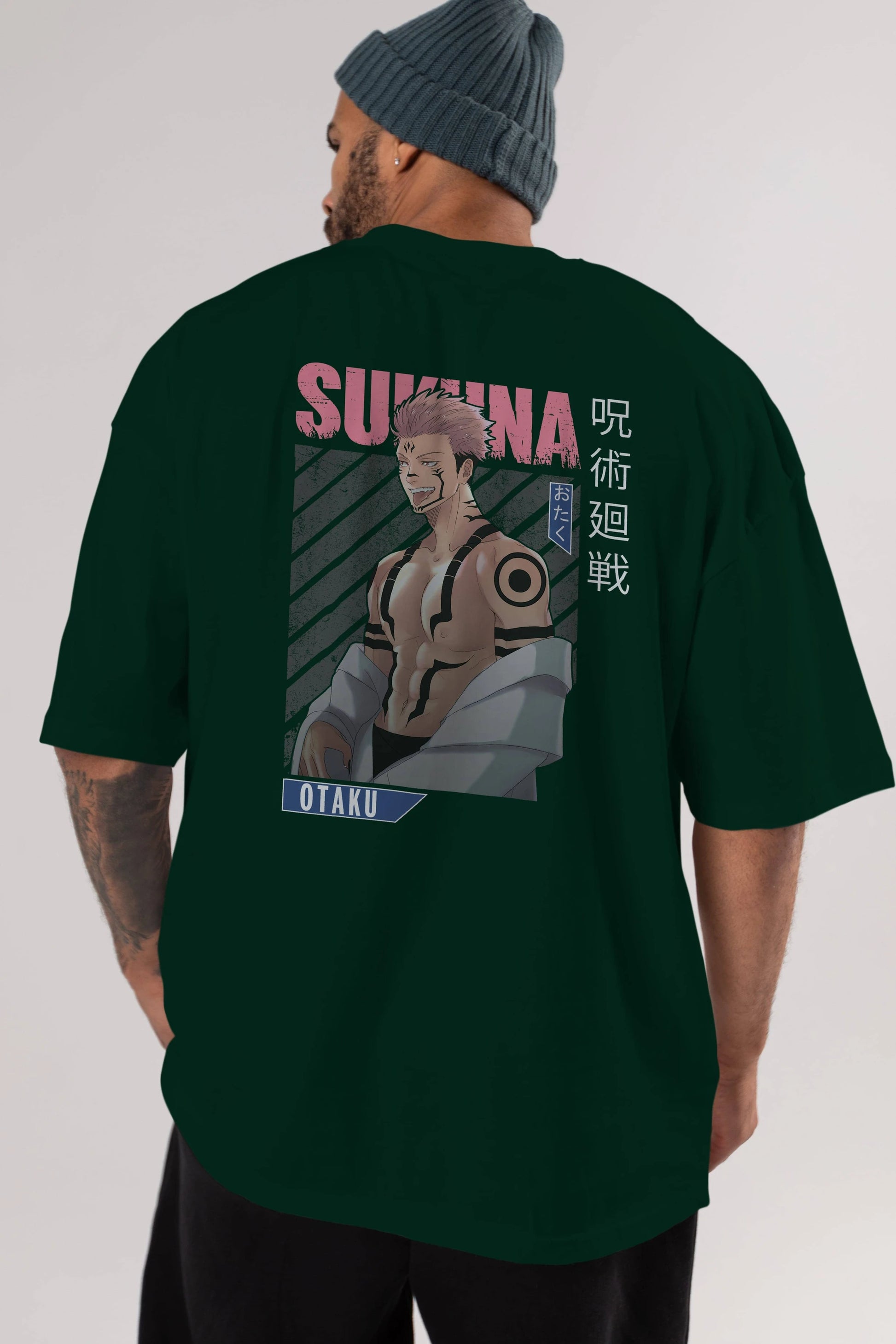Sukuna Ryoumen Anime Arka Baskılı Oversize t-shirt Erkek Kadın Unisex