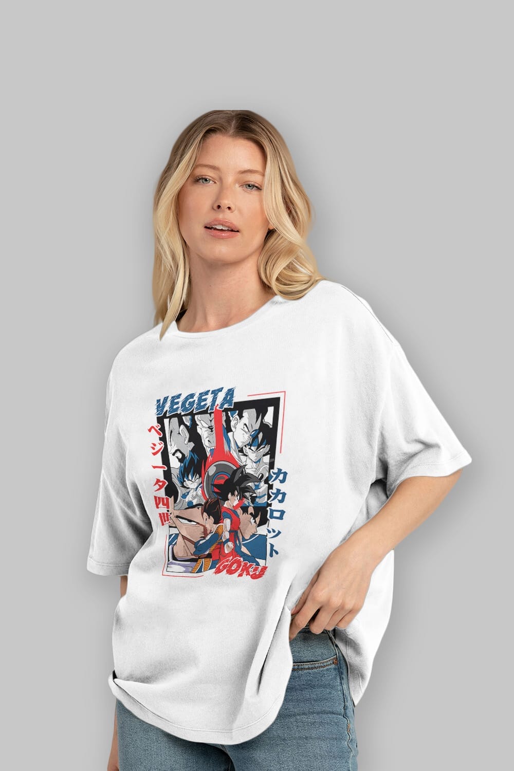 VEGETA VS GOKU Anime Ön Baskılı Oversize t-shirt %100 pamuk Erkek Kadın Unisex