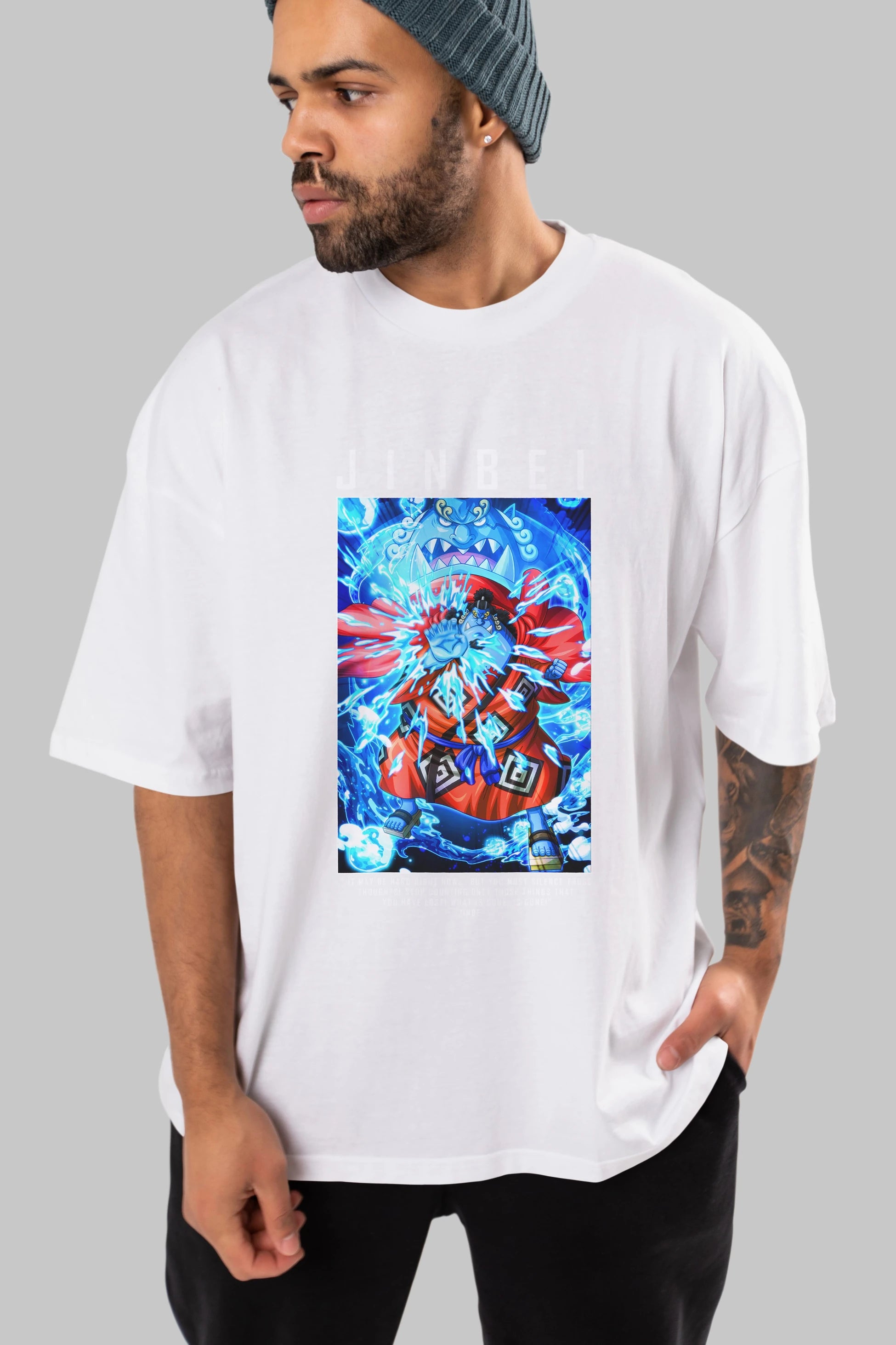 Jinbei Anime Ön Baskılı Oversize t-shirt Erkek Kadın Unisex