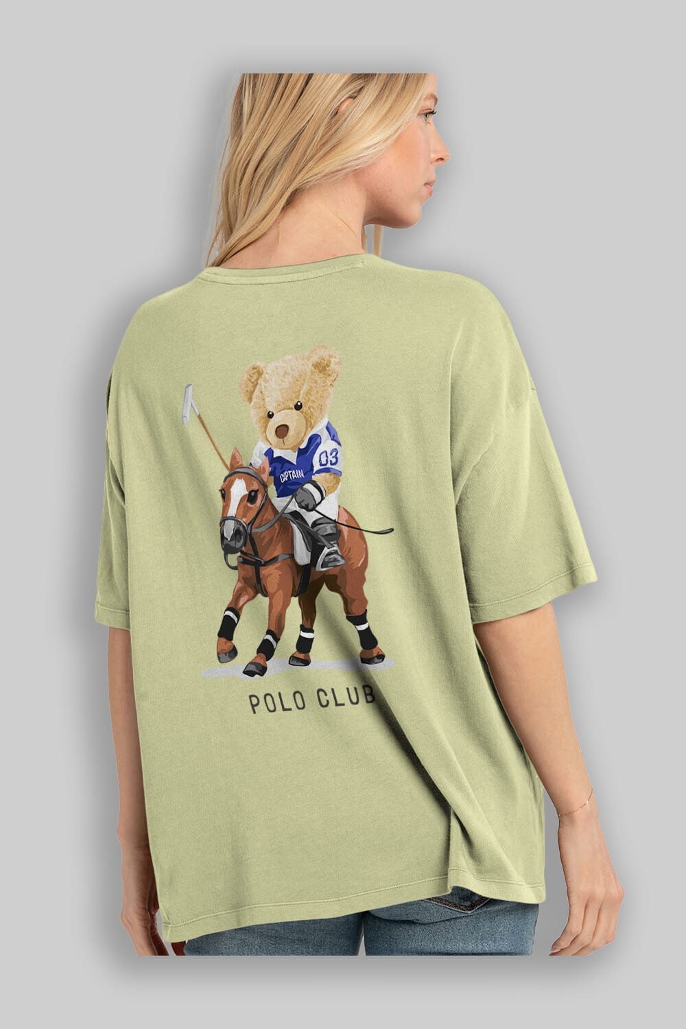 Teddy Bear Polo Club Arka Baskılı Oversize t-shirt Erkek Kadın Unisex %100 Pamuk