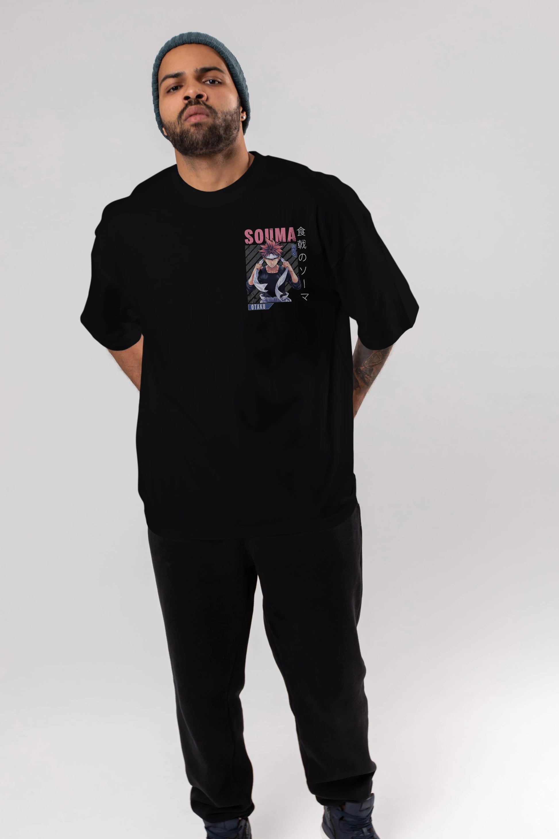 Souma Yukihira 8 Ön Sol Baskılı Oversize t-shirt Erkek Kadın Unisex %100 Pamuk Bisiklet Yaka tişort