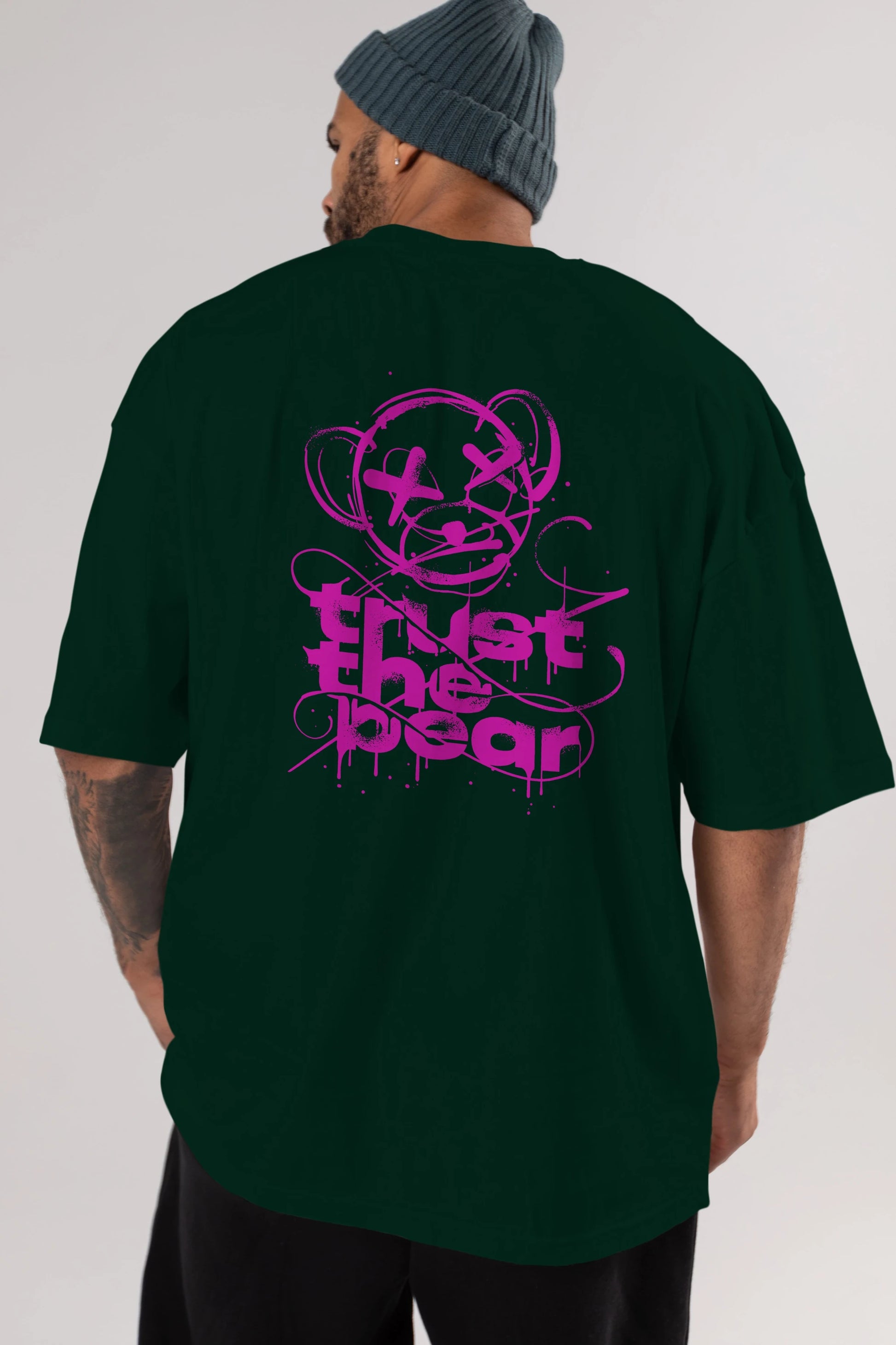 Trust The Bear 2 Arka Baskılı Oversize t-shirt Erkek Kadın Unisex