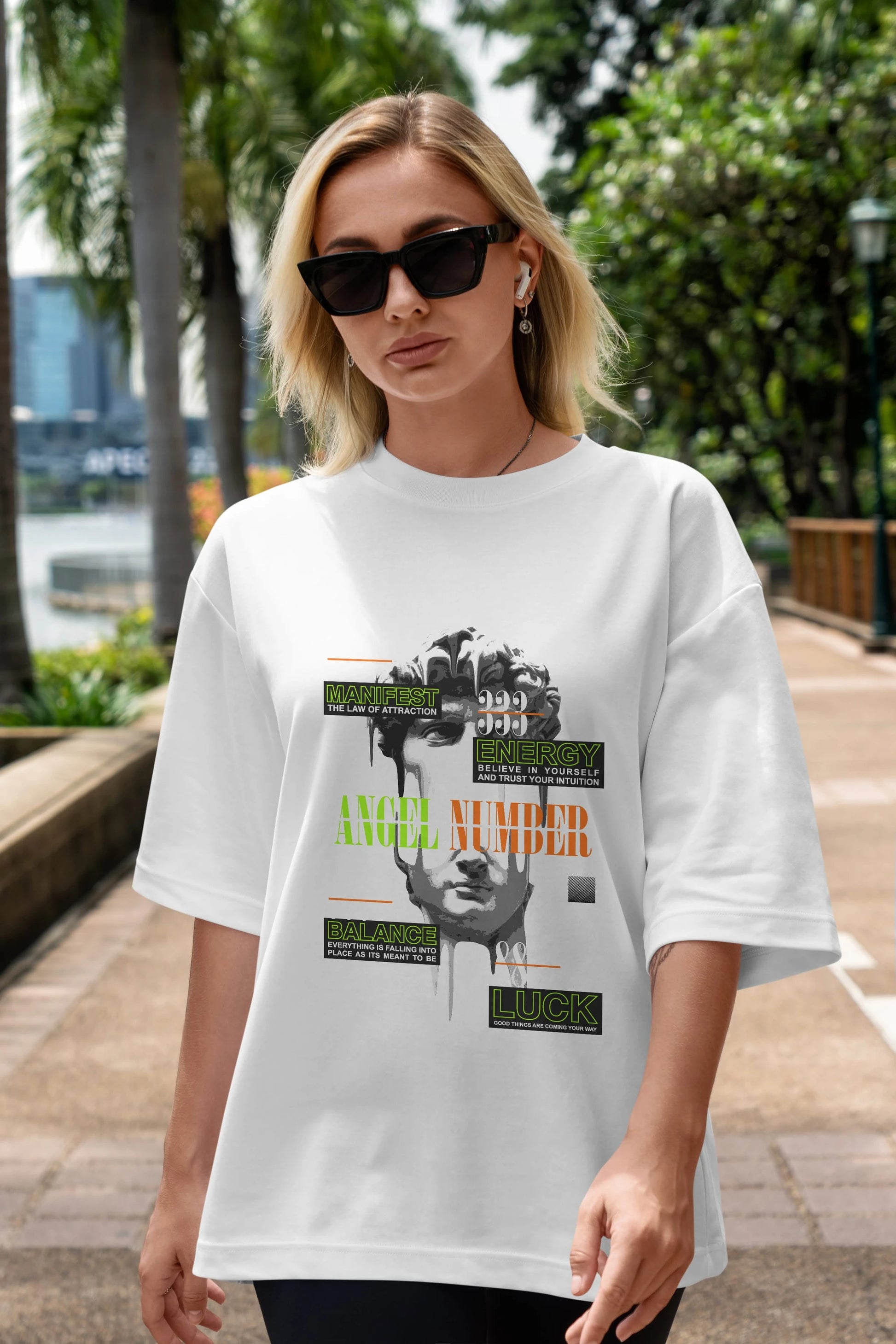 Angel Number Ön Baskılı Oversize t-shirt Erkek Kadın Unisex