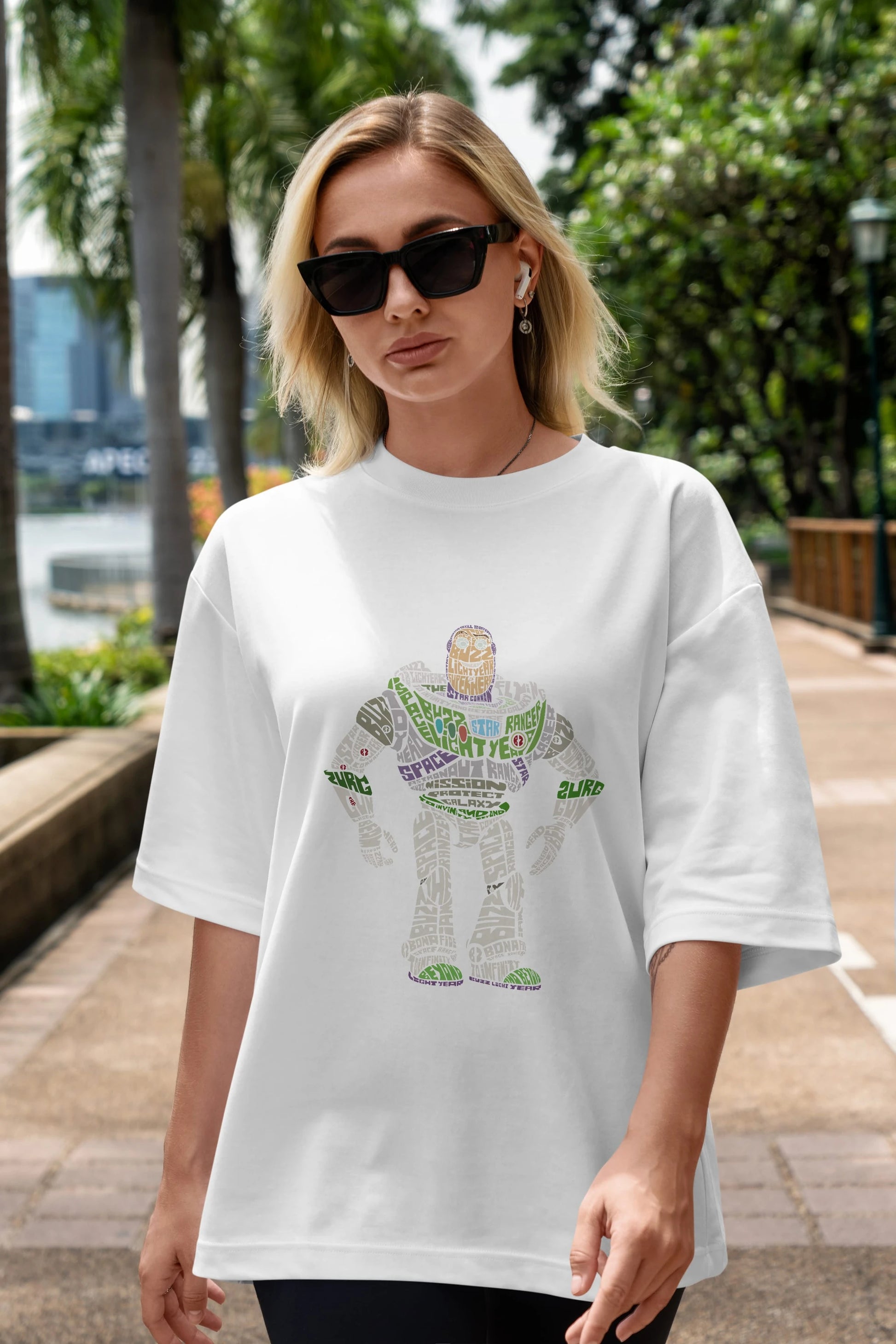 Buzz Ön Baskılı Oversize t-shirt %100 pamuk Erkek Kadın Unisex
